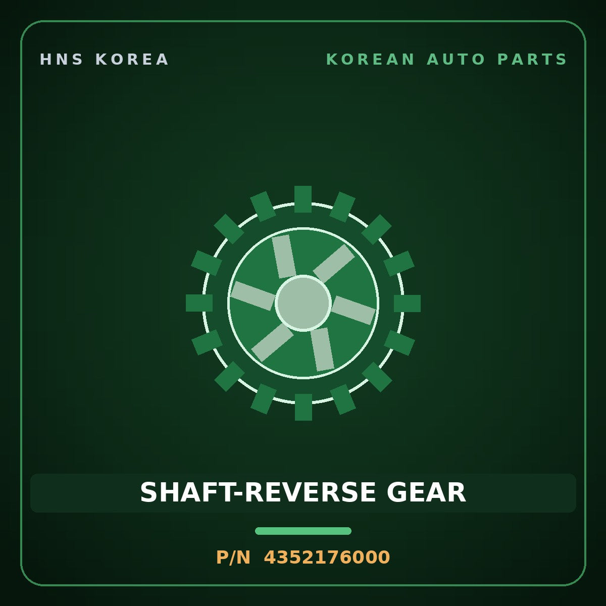 Genuine Mobis SHAFT-REVERSE GEAR 4352176000 for 11-Ton Truck 1995 HNS Parts Korea