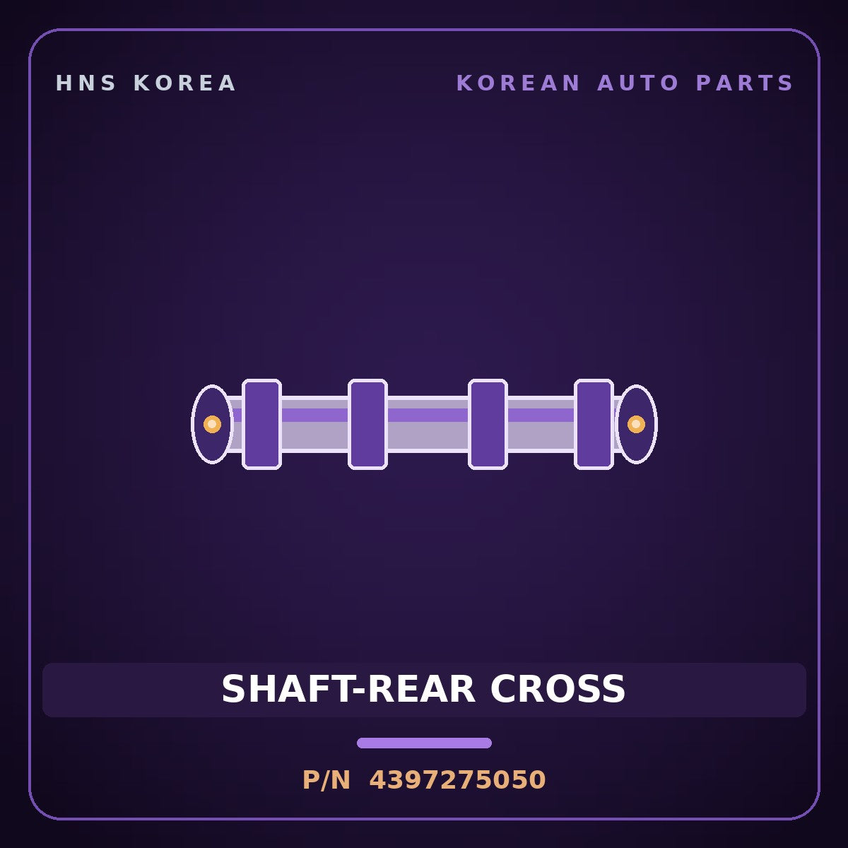 Genuine Mobis SHAFT-REAR CROSS 4397275050 for 11-Ton Truck 1998 HNS Parts Korea