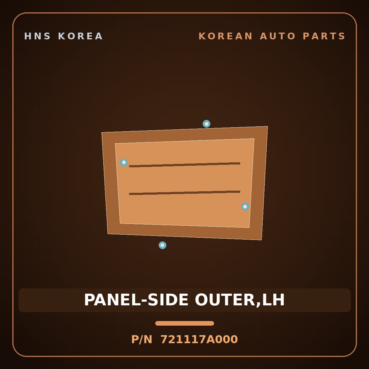 Genuine Mobis PANEL-SIDE OUTER,LH 721117A000 for 11-Ton Truck 1998 HNS Parts Korea