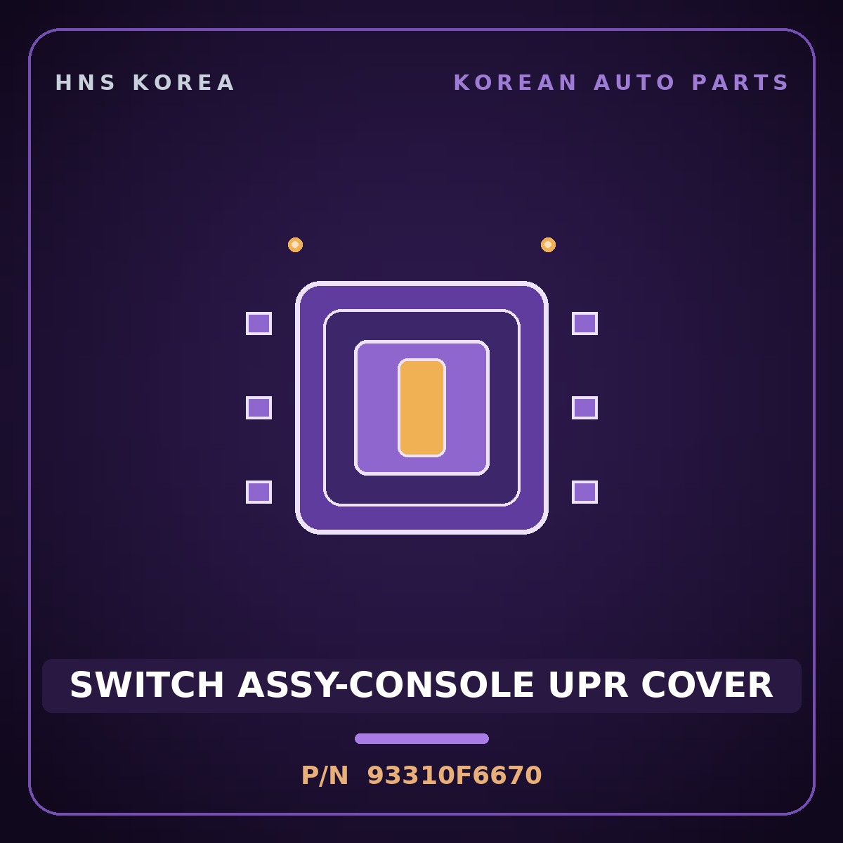 Genuine Mobis SWITCH ASSY-CONSOLE UPR COVER 93310F6670 for K7 2016 HNS Parts Korea