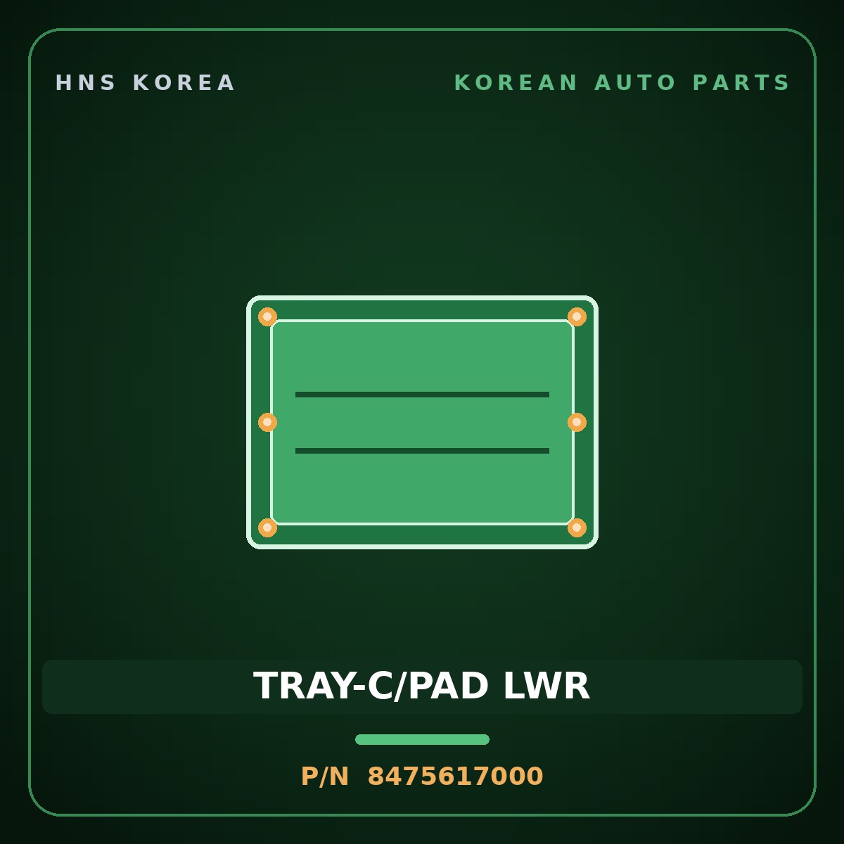 Genuine Mobis TRAY-C/PAD LWR 8475617000 for Lavita 2006 HNS Parts Korea