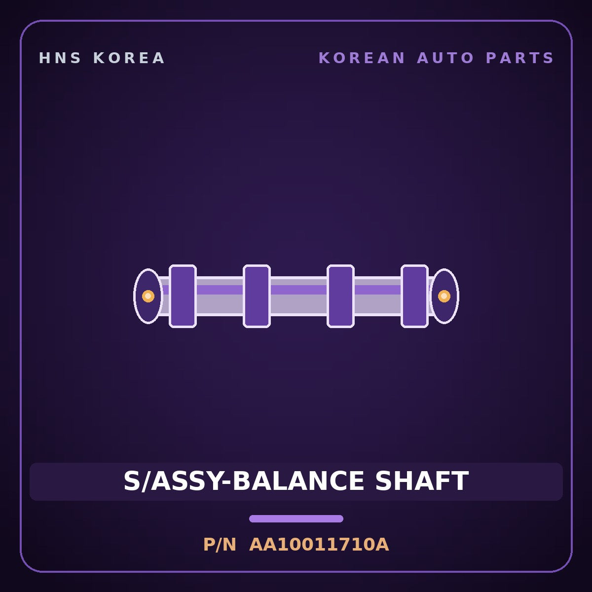 Genuine Mobis S/ASSY-BALANCE SHAFT AA10011710A for Towner 2000 HNS Parts Korea