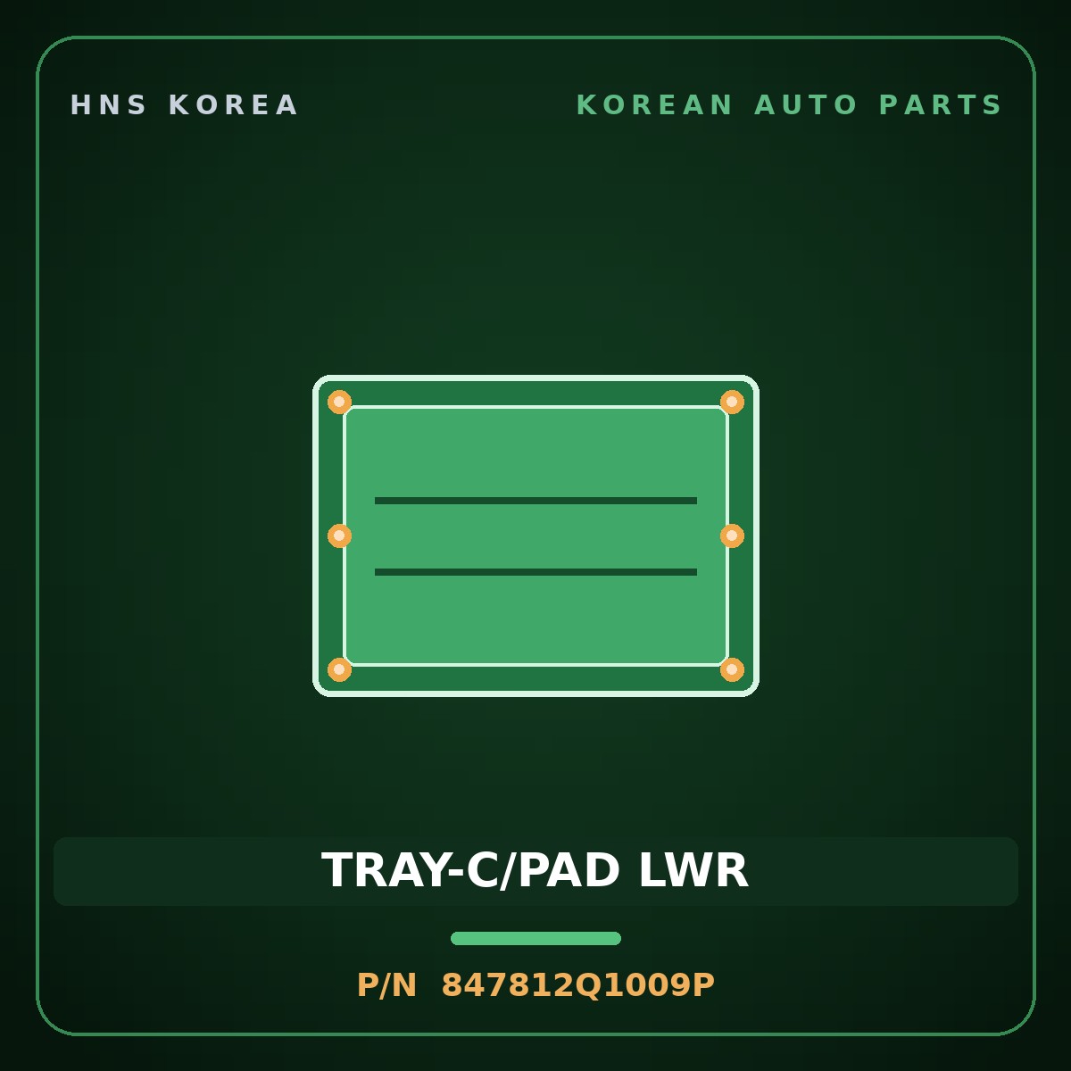 Genuine Mobis TRAY-C/PAD LWR 847812Q1009P for Avante 2009 HNS Parts Korea