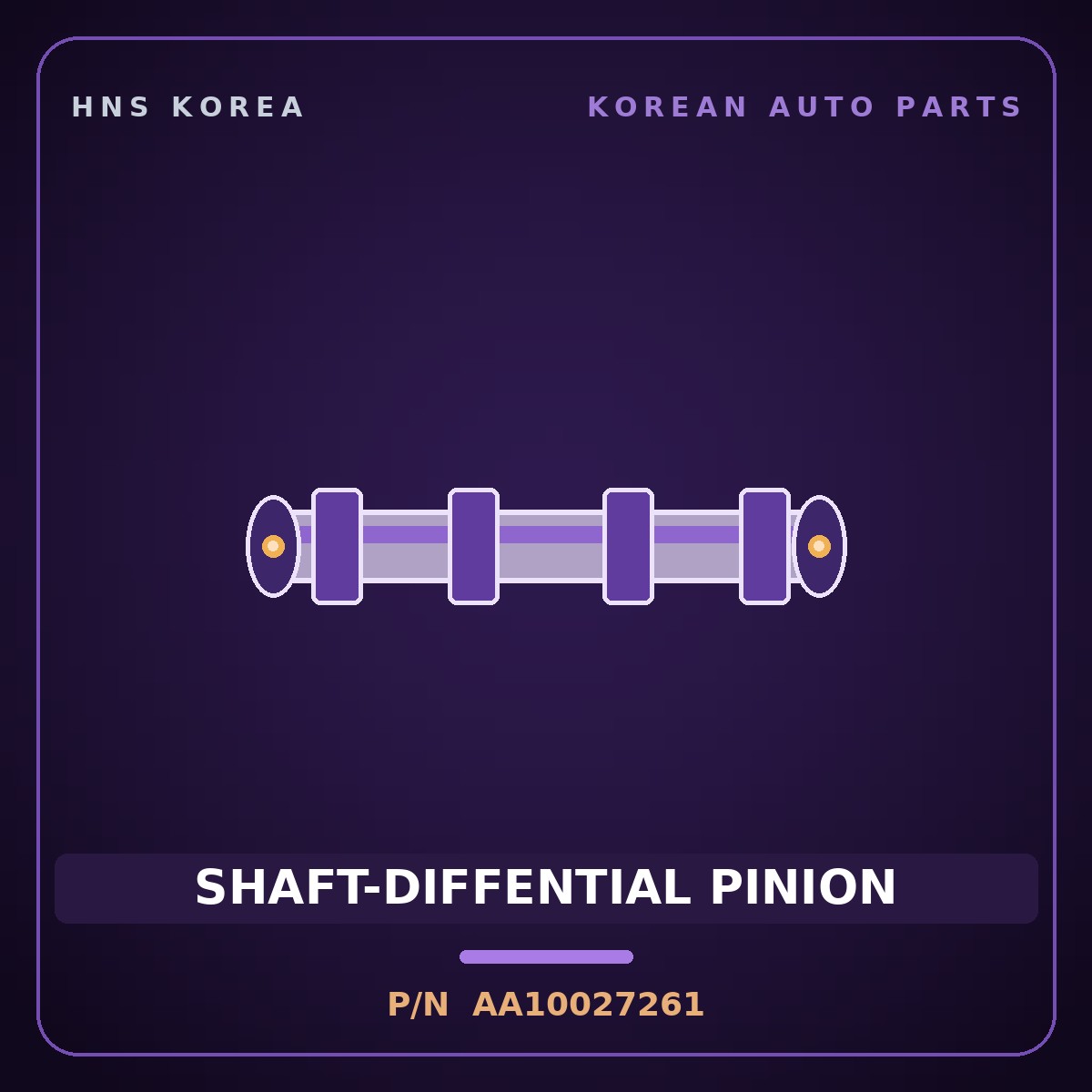 Genuine Mobis SHAFT-DIFFENTIAL PINION AA10027261 for Towner 2000 HNS Parts Korea