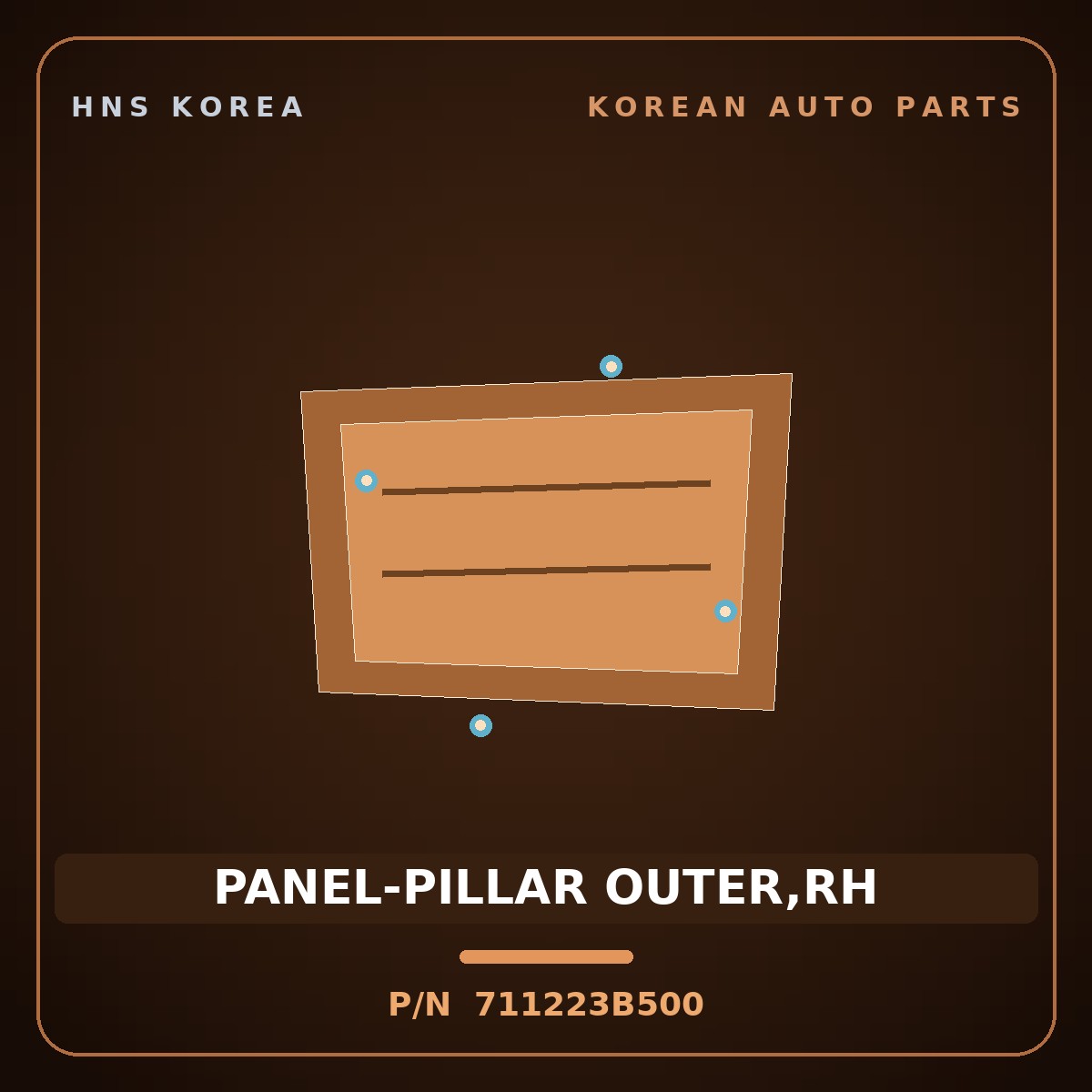 Genuine Mobis PANEL-PILLAR OUTER,RH 711223B500 for Equus 1999 HNS Parts Korea