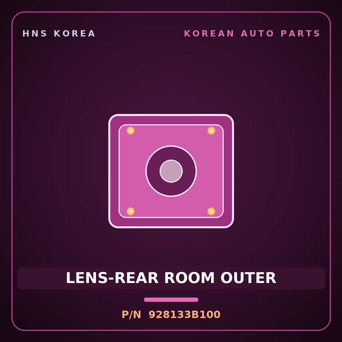 Genuine Mobis LENS-REAR ROOM OUTER 928133B100 for Equus 1999 HNS Parts Korea