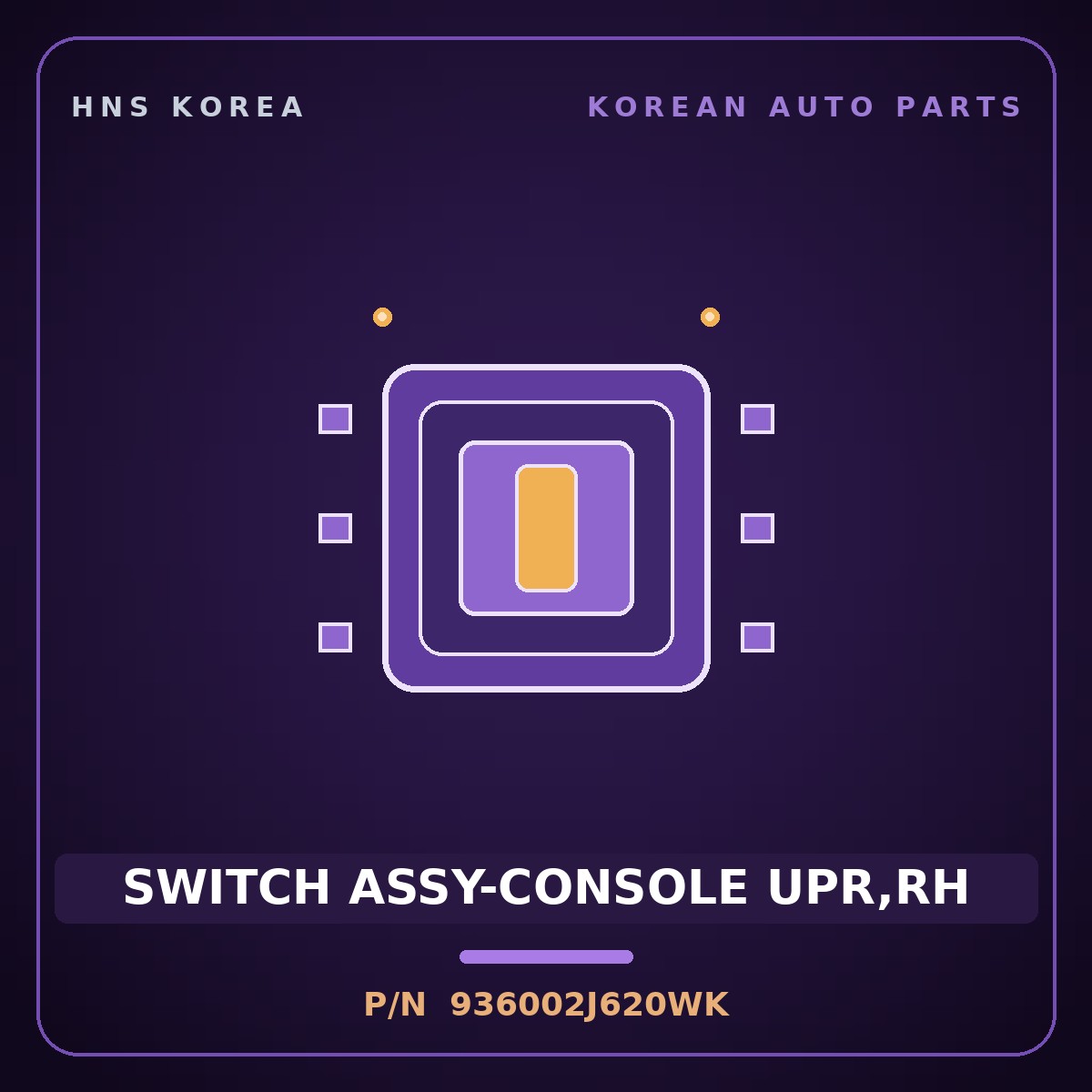 Genuine Mobis SWITCH ASSY-CONSOLE UPR,RH 936002J620WK for Mohave 2007 HNS Parts Korea