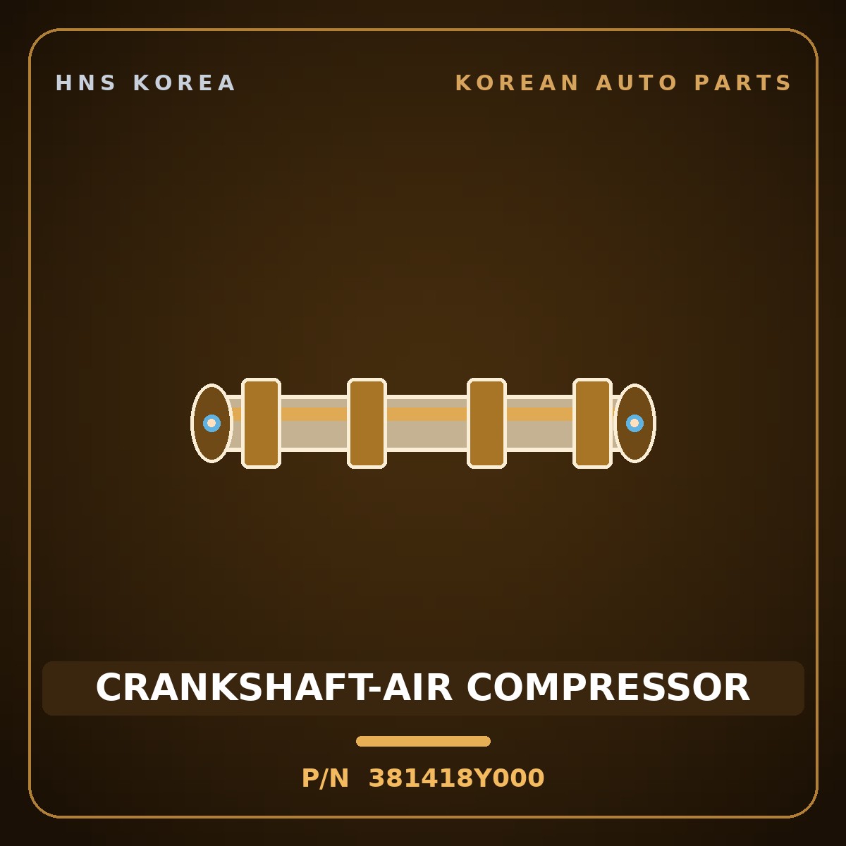 Genuine Mobis CRANKSHAFT-AIR COMPRESSOR 381418Y000 for 5-Ton Truck 1995 HNS Parts Korea
