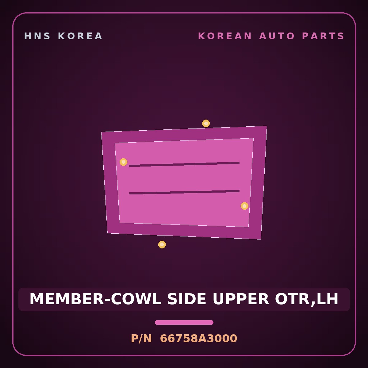 Genuine Mobis MEMBER-COWL SIDE UPPER OTR,LH 66758A3000 for Ray 2011 HNS Parts Korea