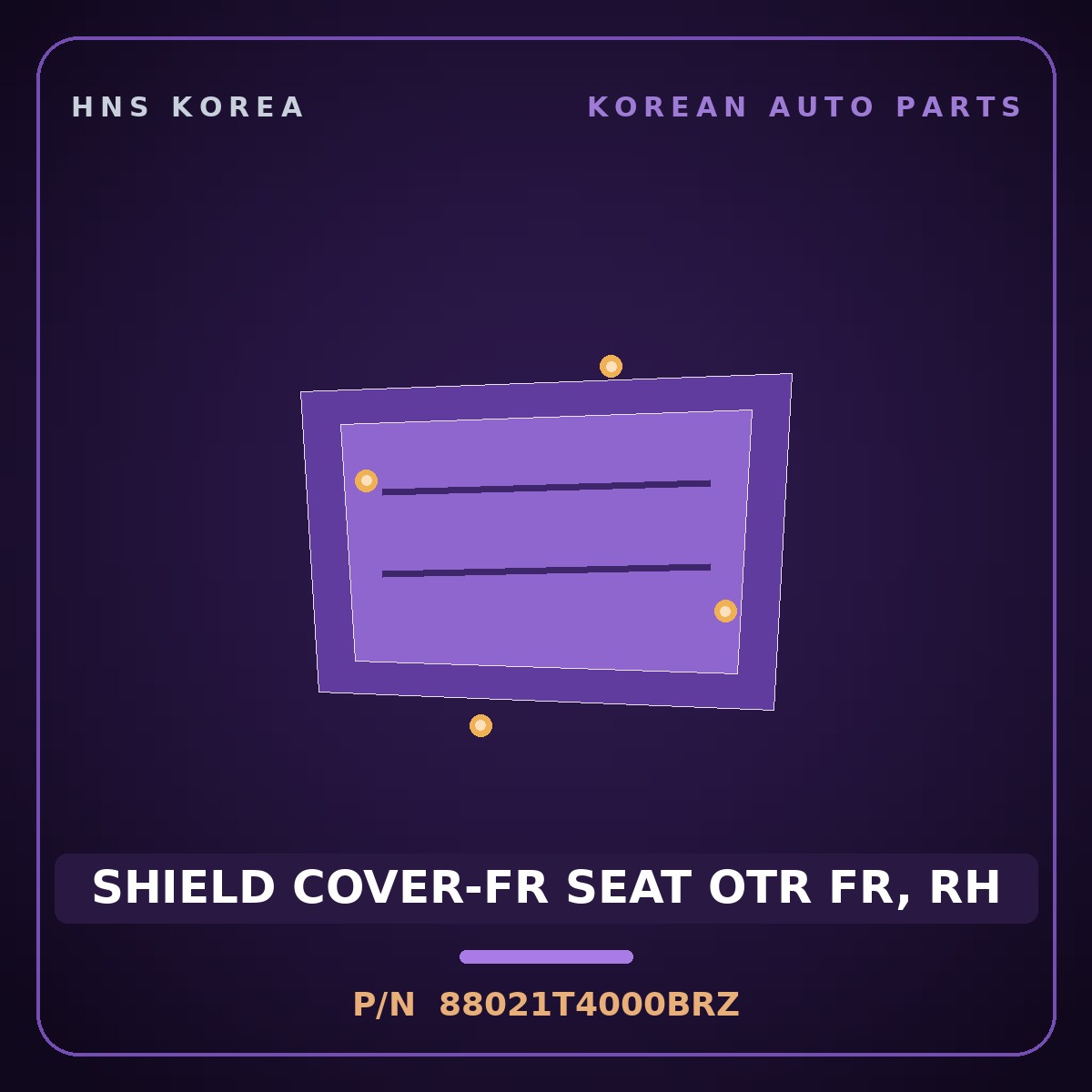 Genuine Mobis SHIELD COVER-FR SEAT OTR FR, RH 88021T4000BRZ for G90 2022 HNS Parts Korea