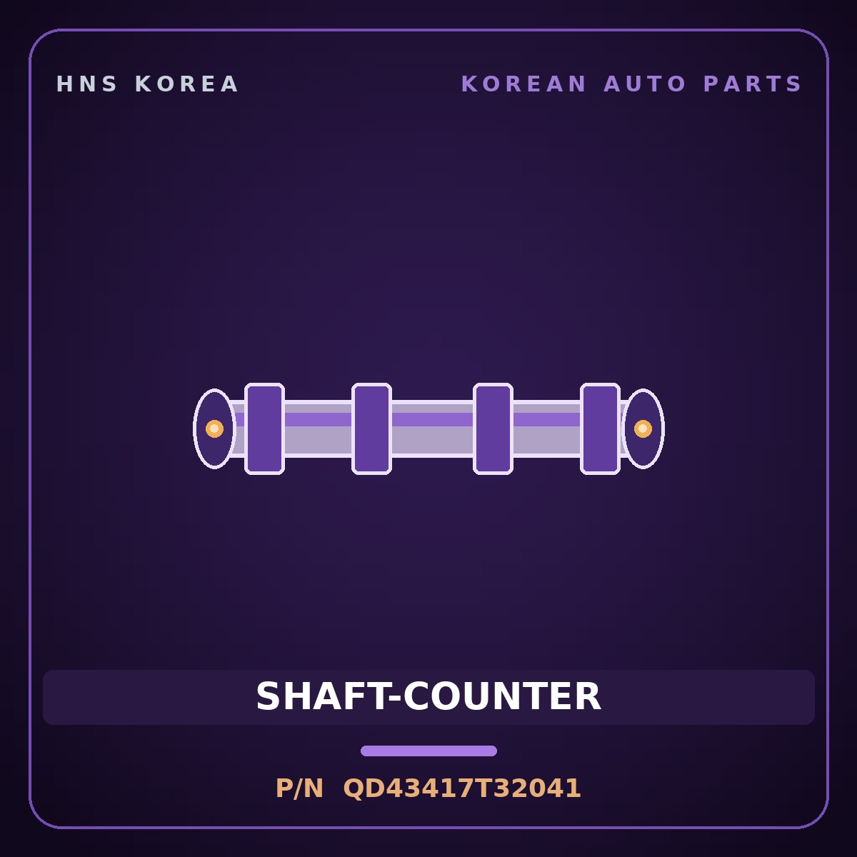 Genuine Mobis SHAFT-COUNTER QD43417T32041 for Solati 2014 HNS Parts Korea