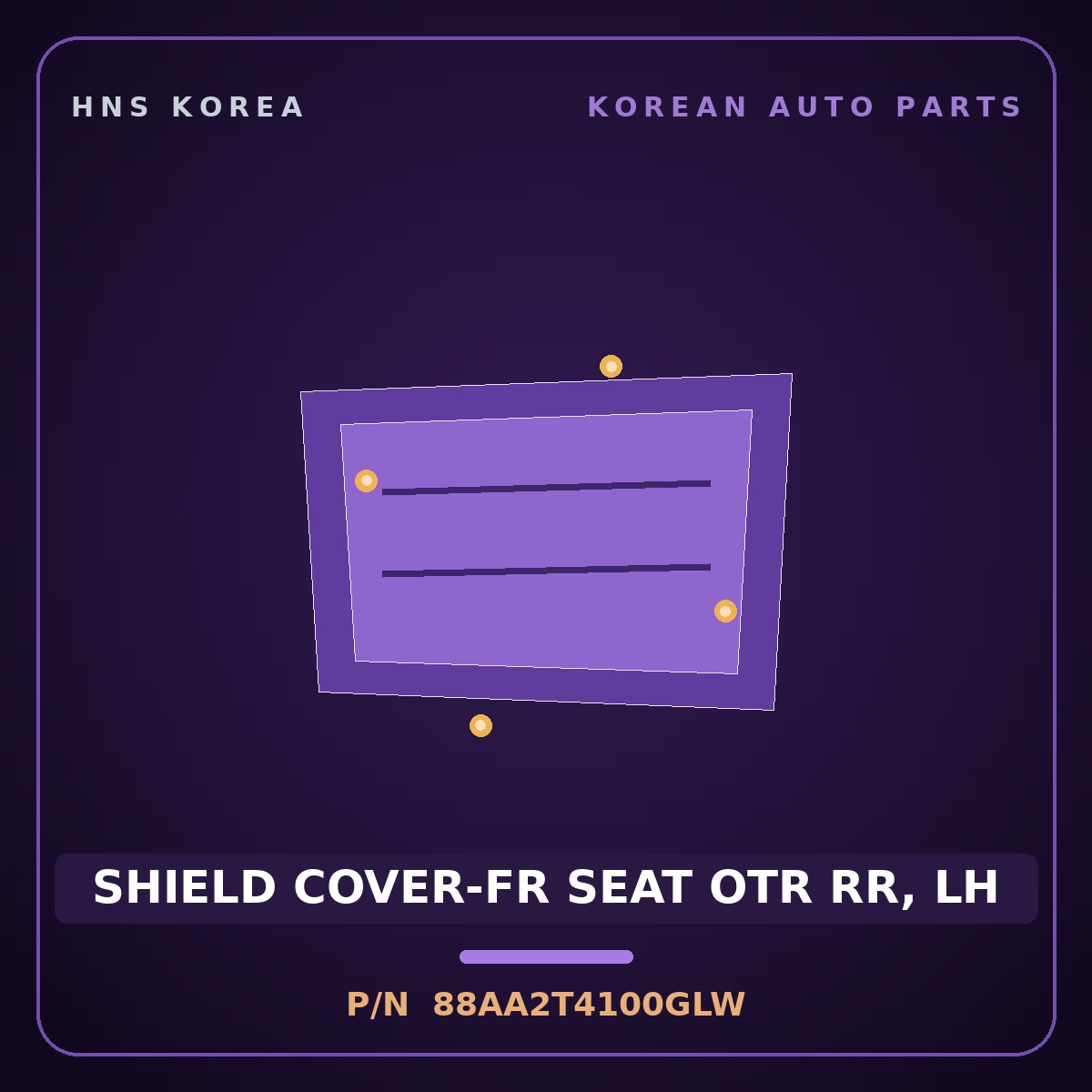 Genuine Mobis SHIELD COVER-FR SEAT OTR RR, LH 88AA2T4100GLW for G90 2022 HNS Parts Korea