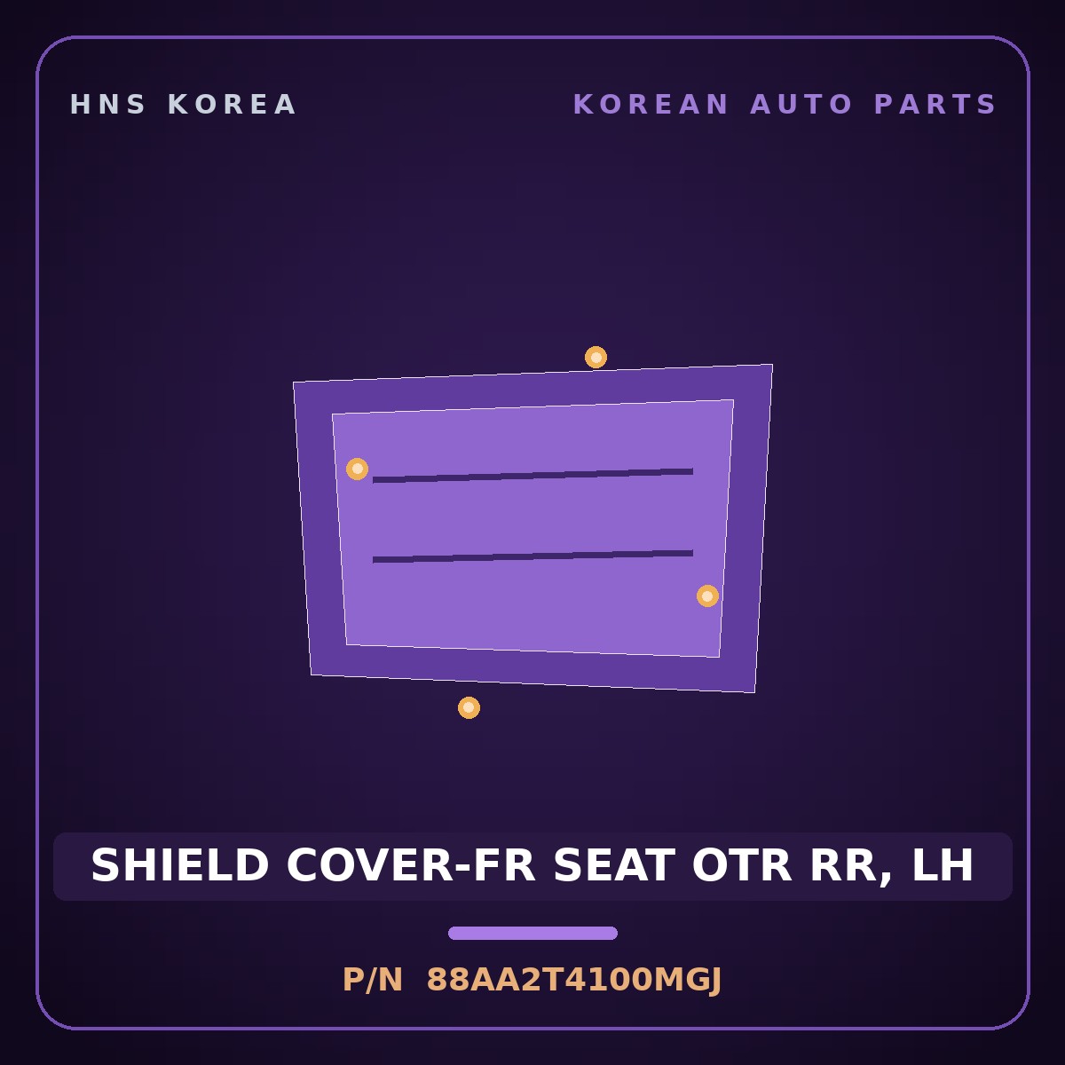 Genuine Mobis SHIELD COVER-FR SEAT OTR RR, LH 88AA2T4100MGJ for G90 2022 HNS Parts Korea