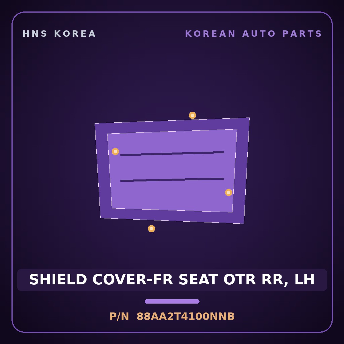 Genuine Mobis SHIELD COVER-FR SEAT OTR RR, LH 88AA2T4100NNB for G90 2022 HNS Parts Korea