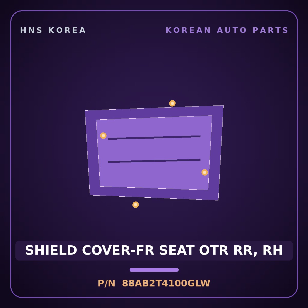 Genuine Mobis SHIELD COVER-FR SEAT OTR RR, RH 88AB2T4100GLW for G90 2022 HNS Parts Korea