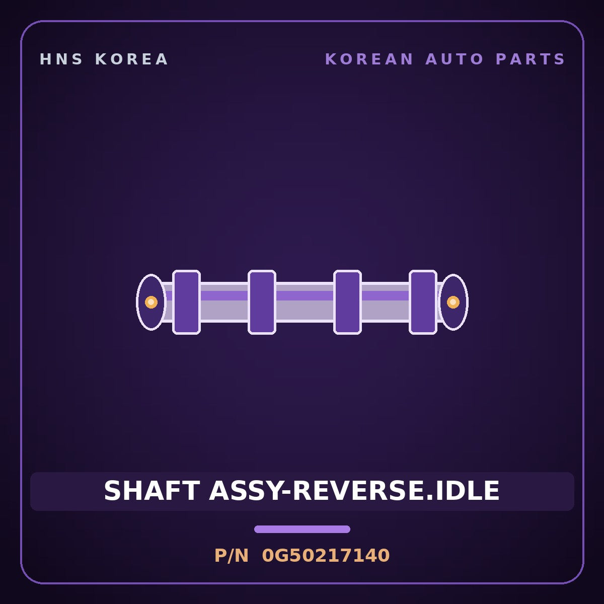 Genuine Mobis SHAFT ASSY-REVERSE.IDLE 0G50217140 for Carens 1997 HNS Parts Korea