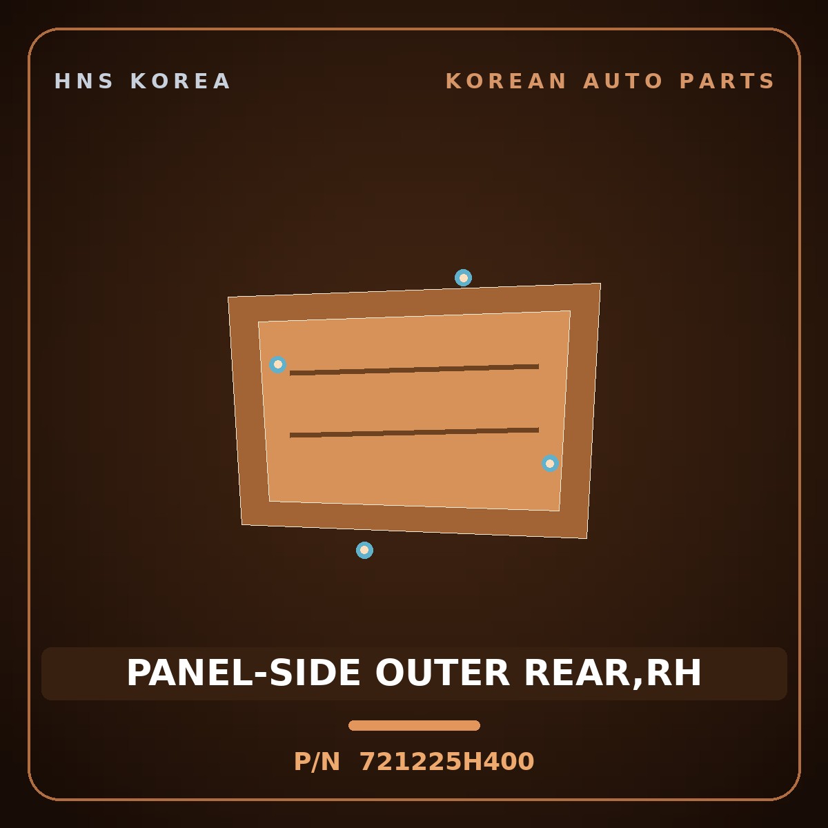 Genuine Mobis PANEL-SIDE OUTER REAR,RH 721225H400 for Mighty 1998 HNS Parts Korea