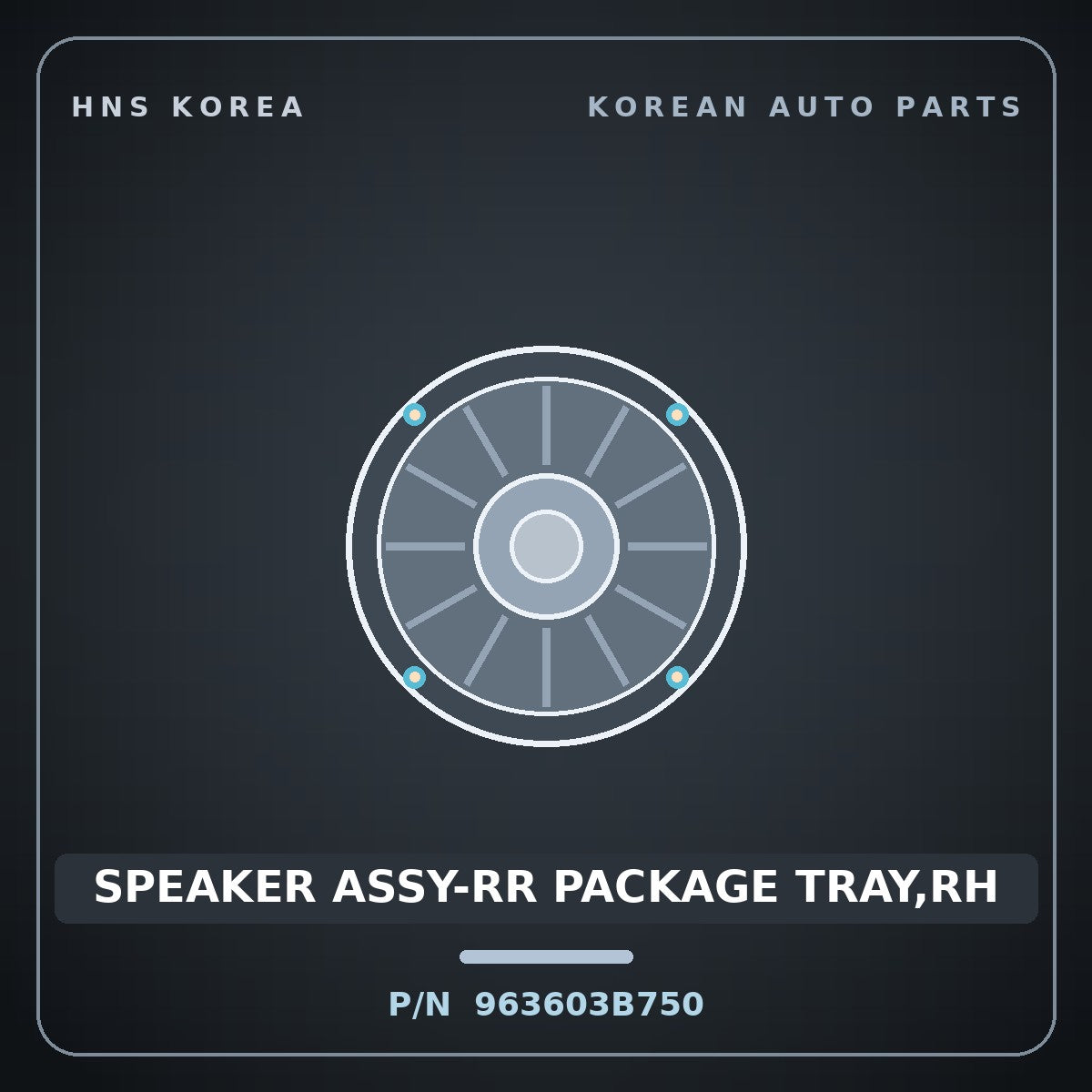 Genuine Mobis SPEAKER ASSY-RR PACKAGE TRAY,RH 963603B750 for Equus 2006 HNS Parts Korea