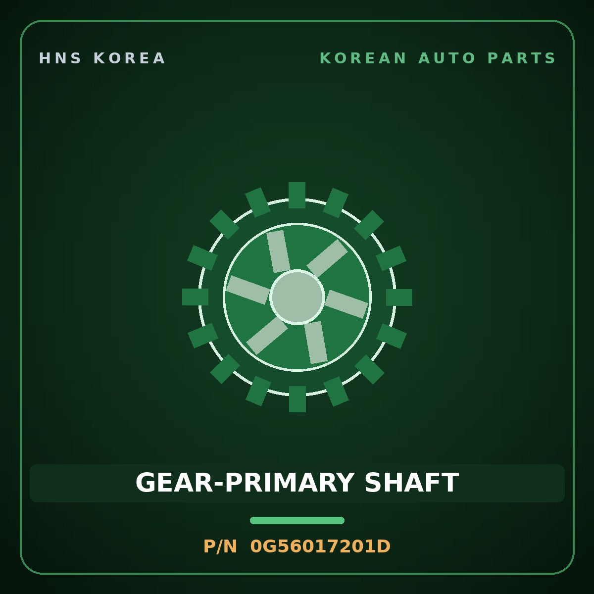 Genuine Mobis GEAR-PRIMARY SHAFT 0G56017201D for Carens 1997 HNS Parts Korea
