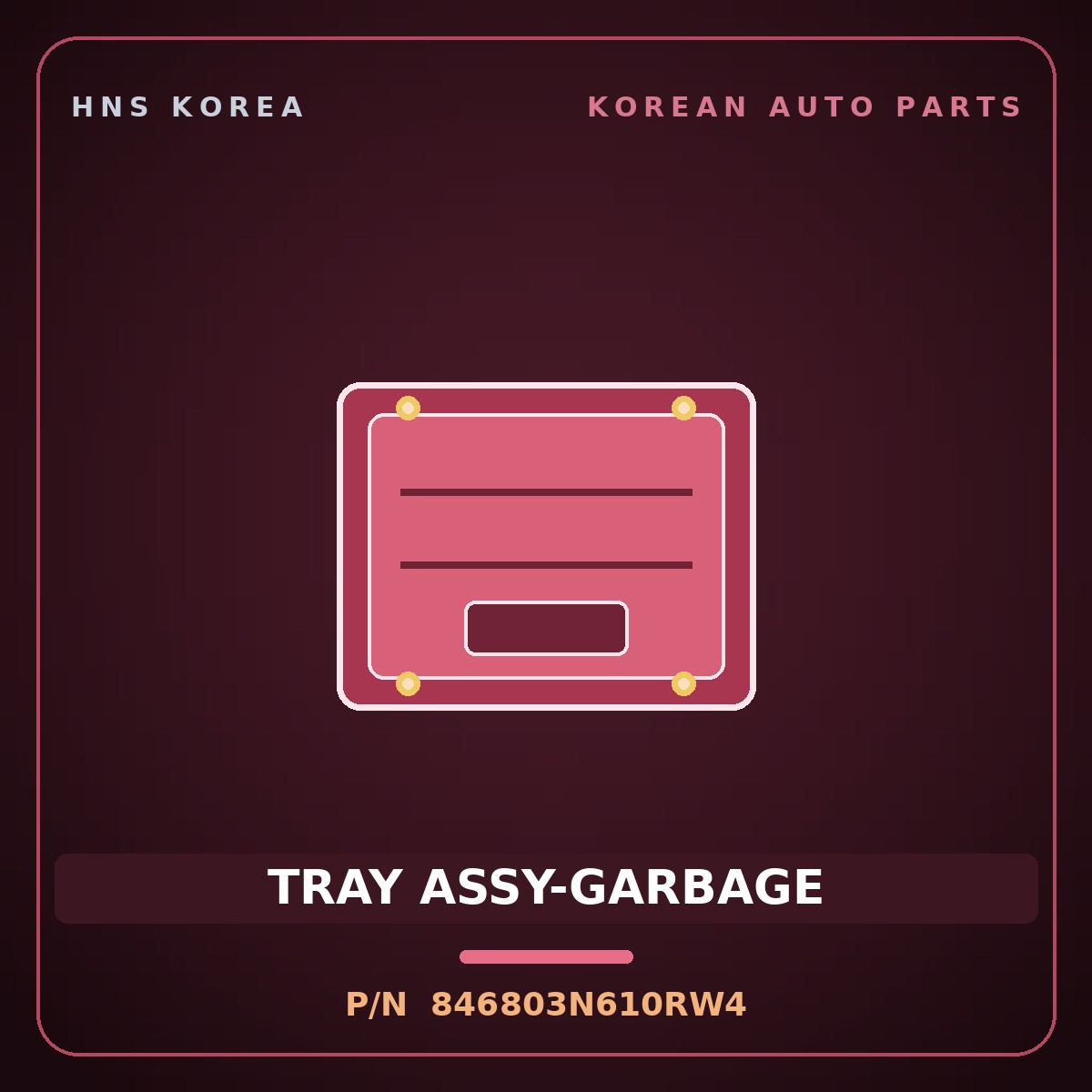 Genuine Mobis TRAY ASSY-GARBAGE 846803N610RW4 for Equus 2008 HNS Parts Korea