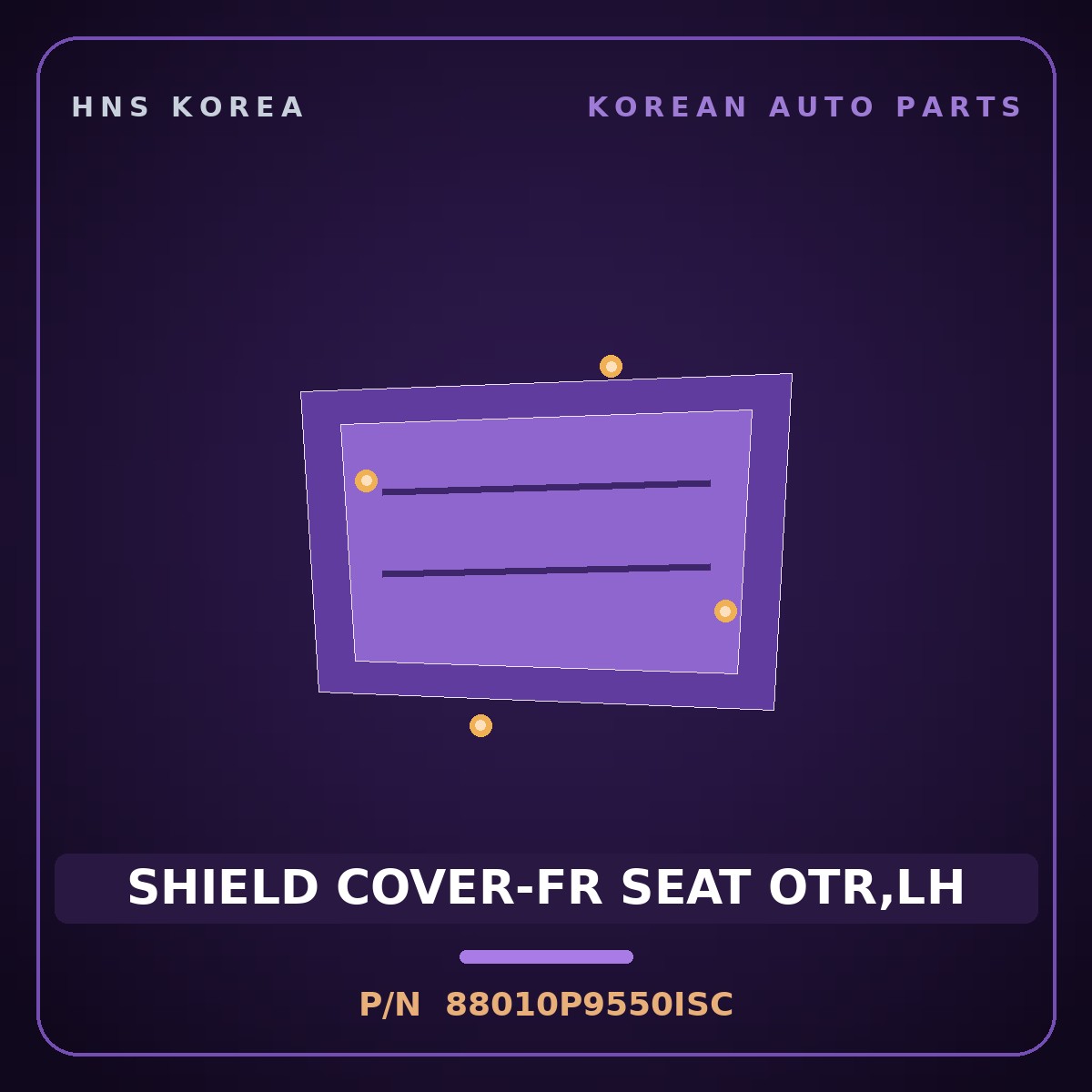 Genuine Mobis SHIELD COVER-FR SEAT OTR,LH 88010P9550ISC for Palisade 2025 HNS Parts Korea