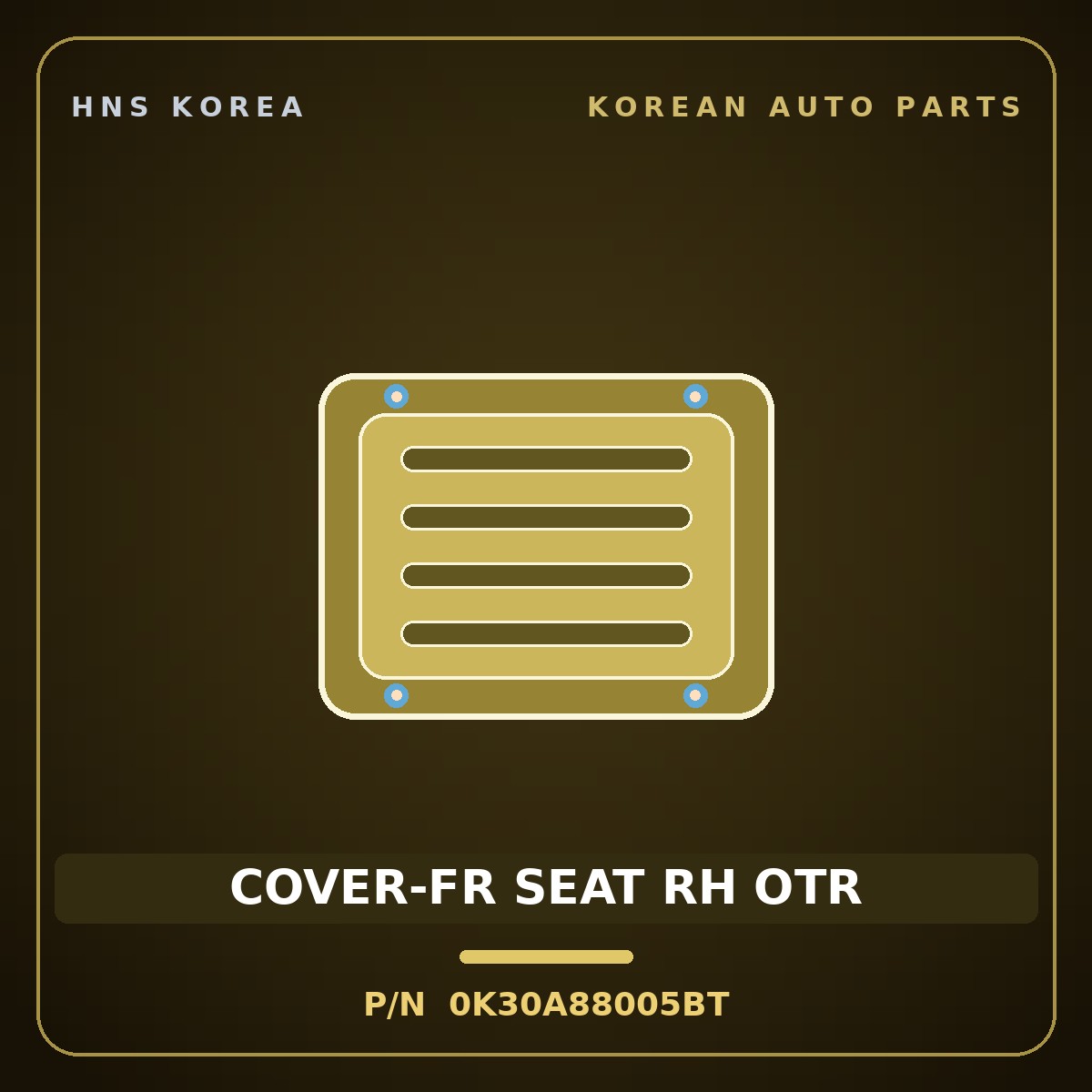 Genuine Mobis COVER-FR SEAT RH OTR 0K30A88005BT for Rio 1999 HNS Parts Korea