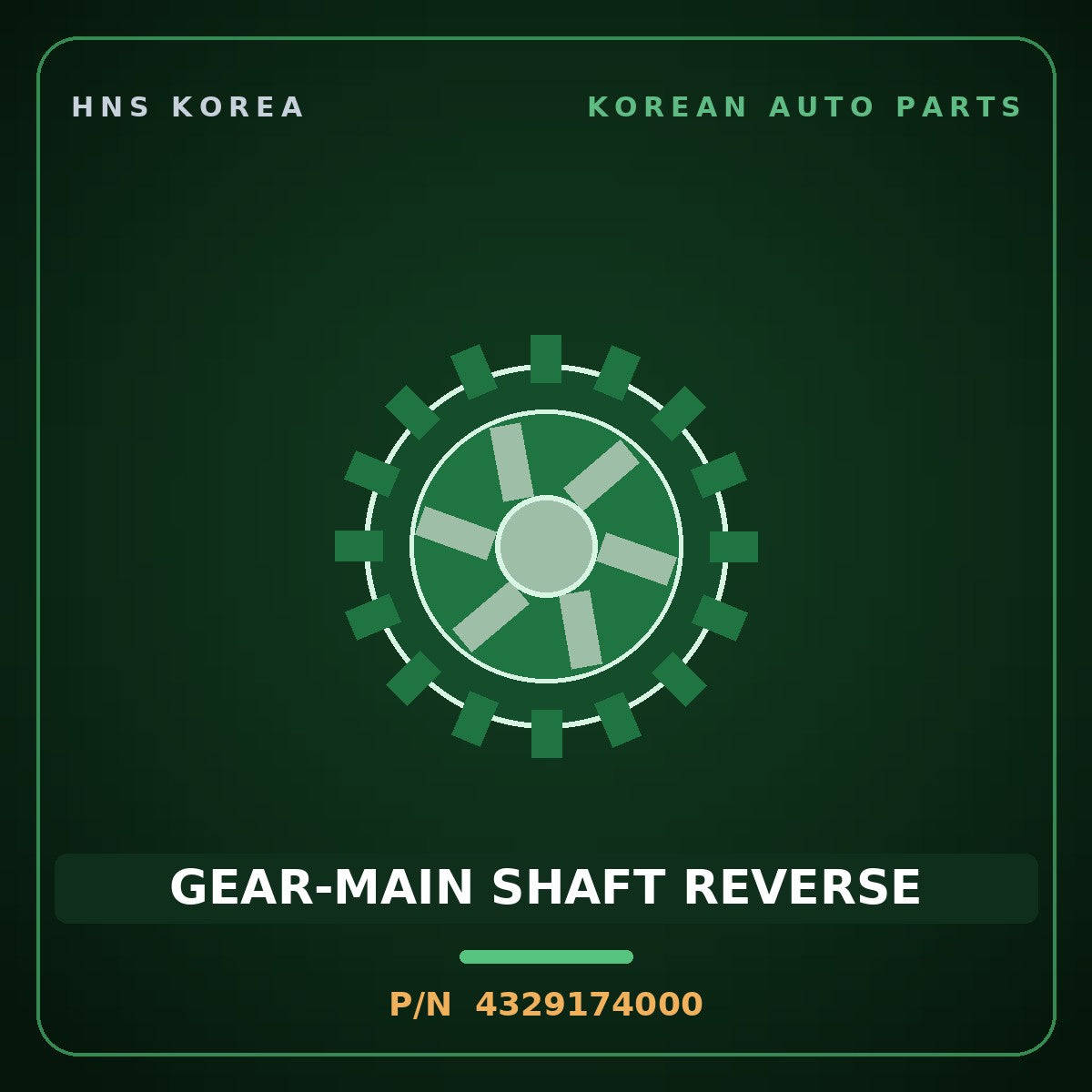 Genuine Mobis GEAR-MAIN SHAFT REVERSE 4329174000 for Aero Space 1998 HNS Parts Korea