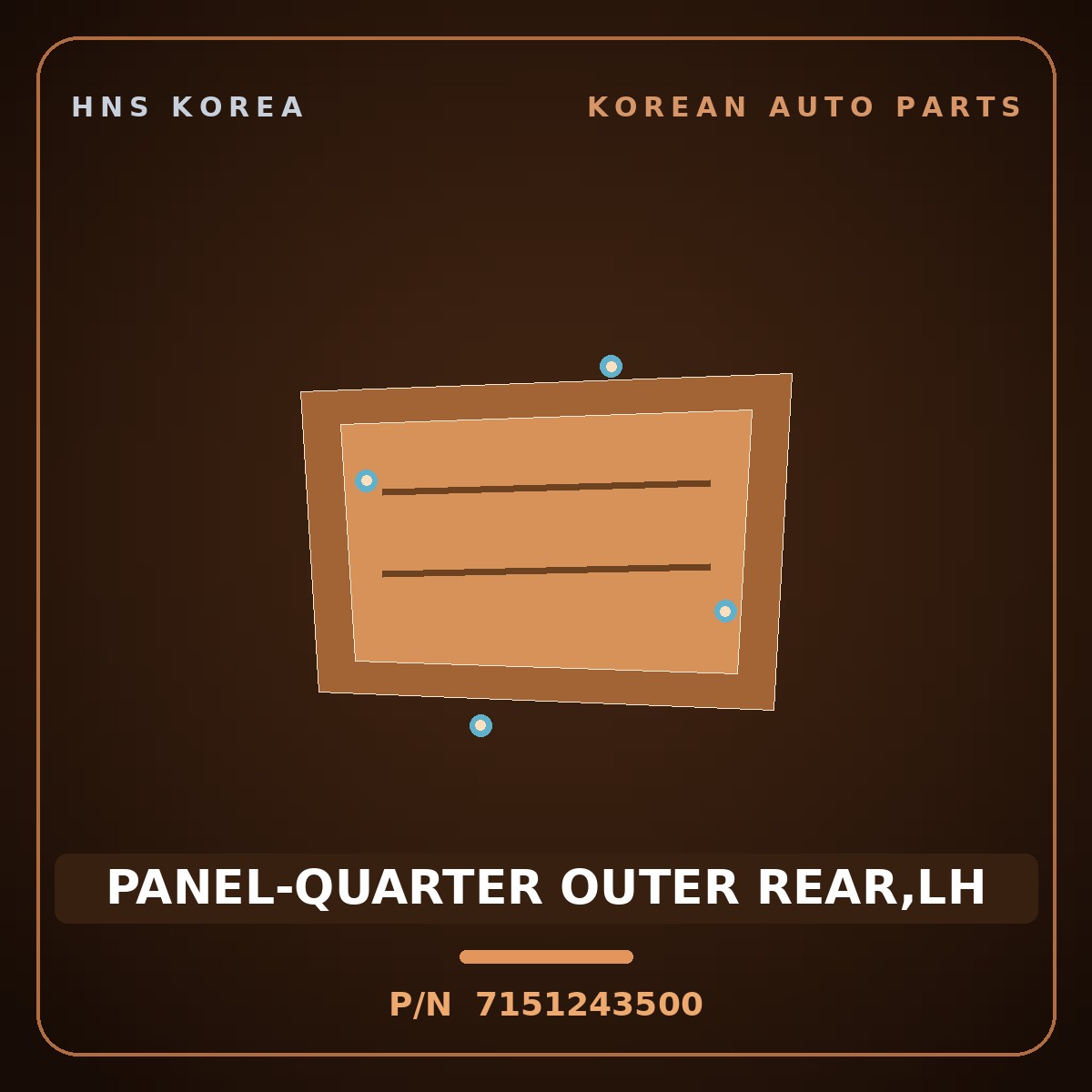 Genuine Mobis PANEL-QUARTER OUTER REAR,LH 7151243500 for Grace 1995 HNS Parts Korea