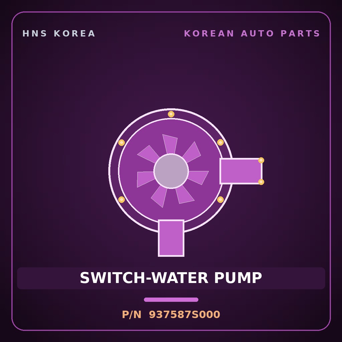 Genuine Mobis SWITCH-WATER PUMP 937587S000 for Trago 2013 HNS Parts Korea