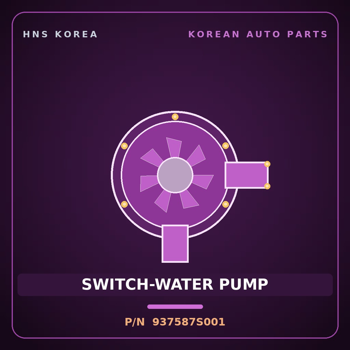 Genuine Mobis SWITCH-WATER PUMP 937587S001 for Trago 2013 HNS Parts Korea