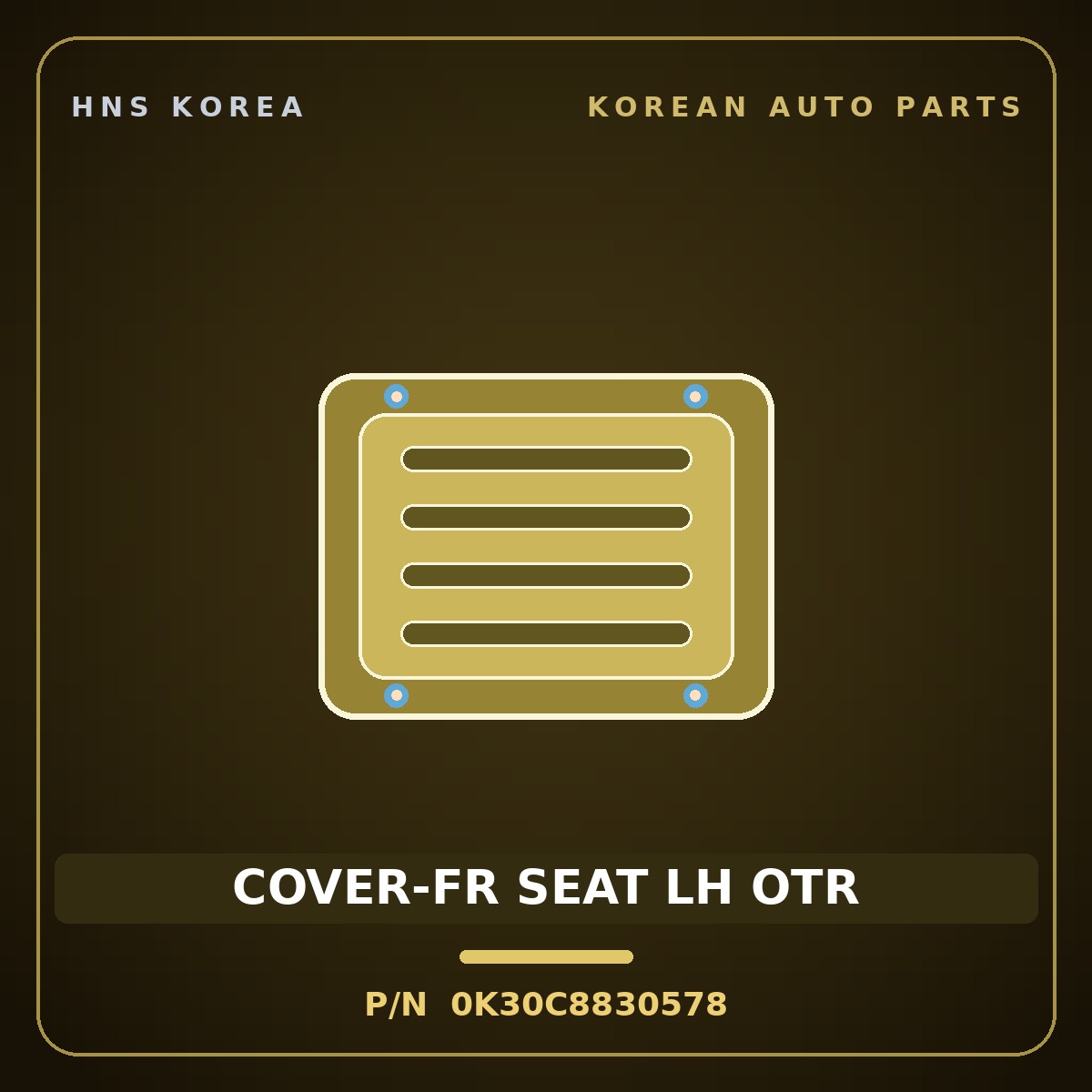 Genuine Mobis COVER-FR SEAT LH OTR 0K30C8830578 for Rio 1999 HNS Parts Korea