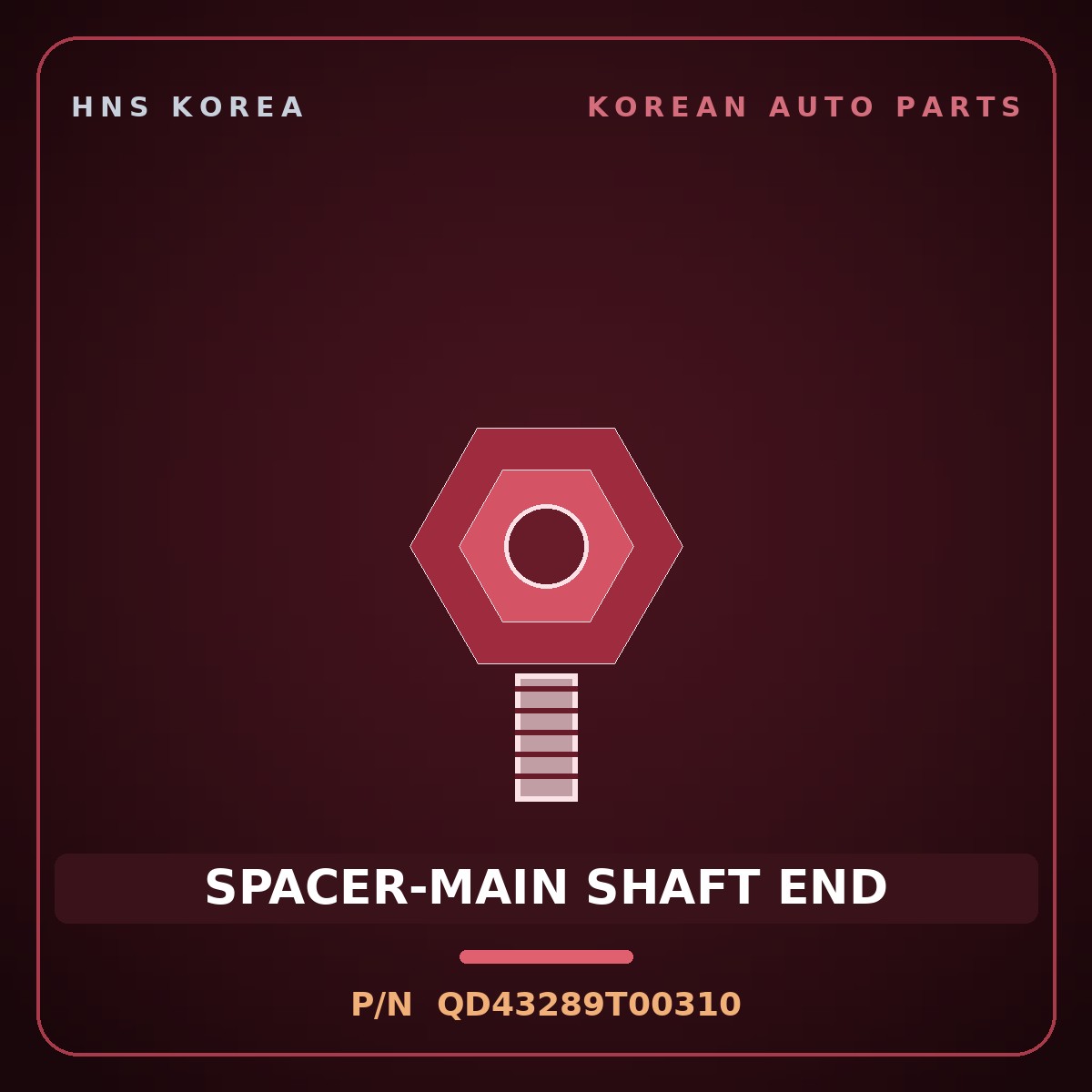 Genuine Mobis SPACER-MAIN SHAFT END QD43289T00310 for Power Truck 2004 HNS Parts Korea