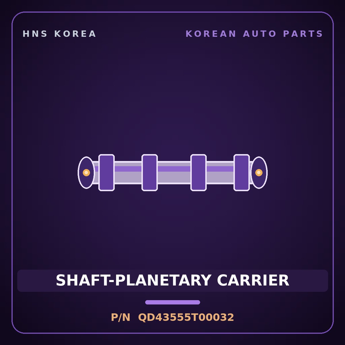 Genuine Mobis SHAFT-PLANETARY CARRIER QD43555T00032 for Power Truck 2004 HNS Parts Korea