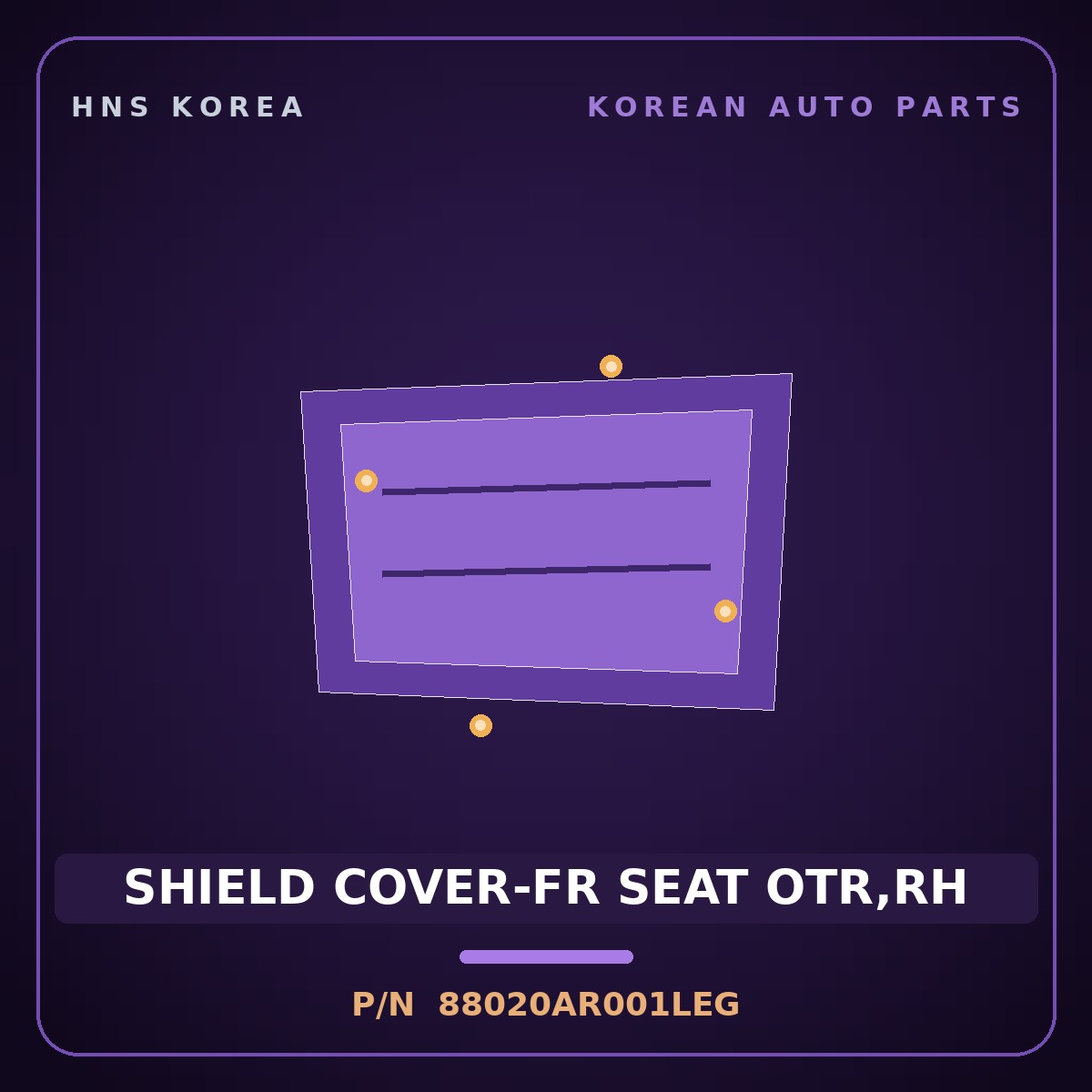 Genuine Mobis SHIELD COVER-FR SEAT OTR,RH 88020AR001LEG for Genesis GV70 2021 HNS Parts Korea
