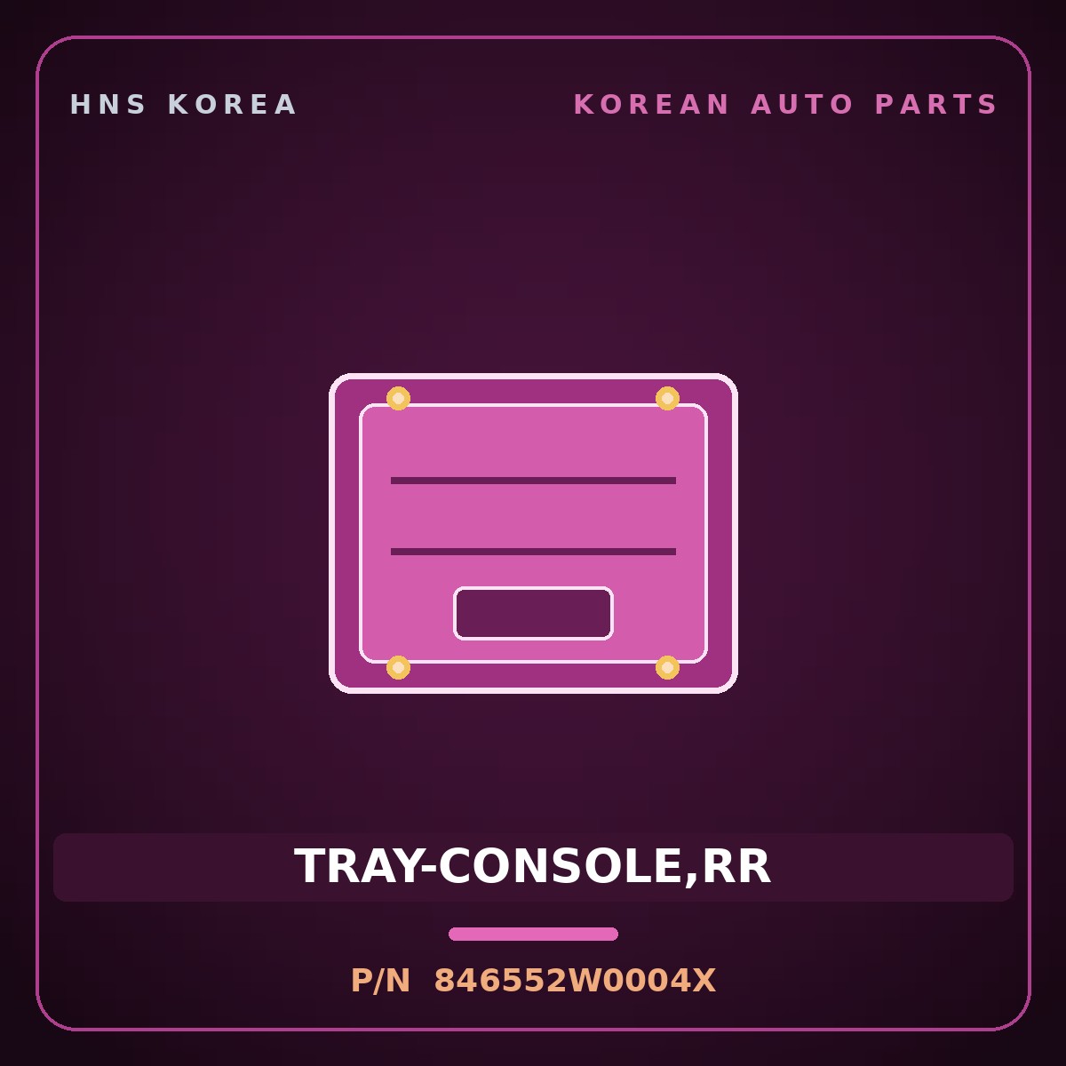 Genuine Mobis TRAY-CONSOLE,RR 846552W0004X for Santa Fe 2012 HNS Parts Korea