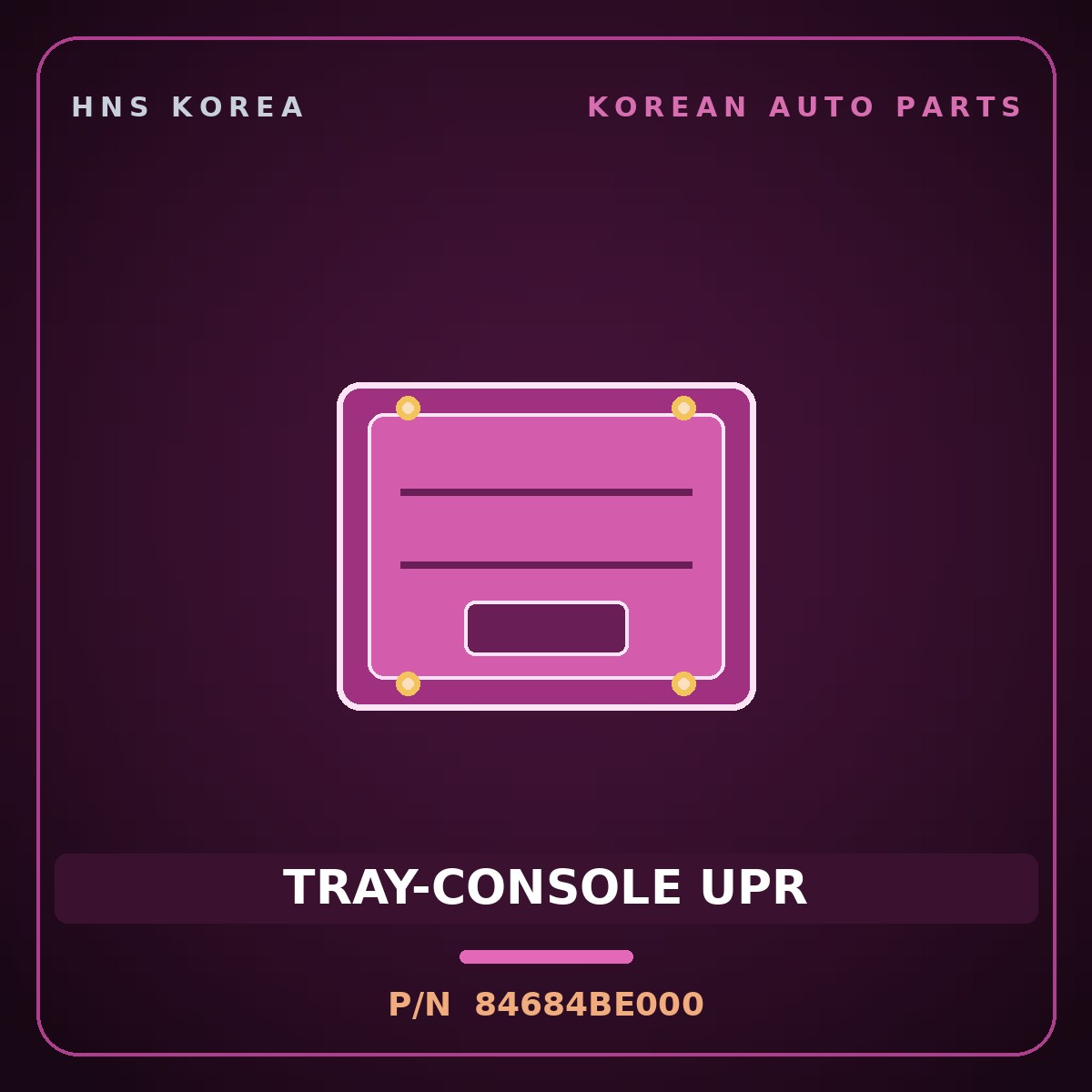 Genuine Mobis TRAY-CONSOLE UPR 84684BE000 for Kona 2023 HNS Parts Korea