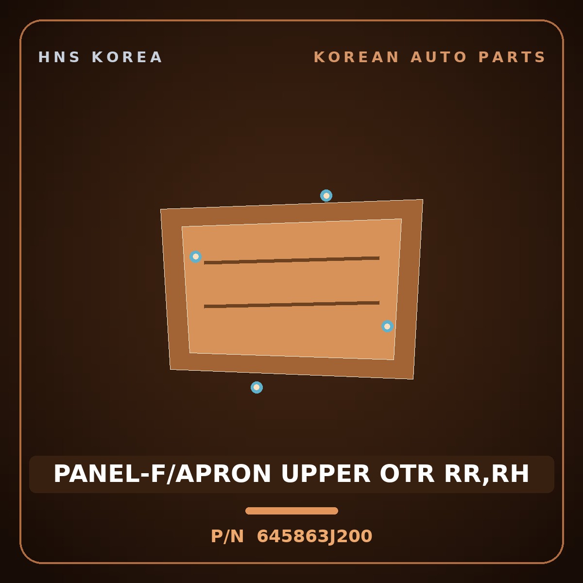Genuine Mobis PANEL-F/APRON UPPER OTR RR,RH 645863J200 for Veracruz 2006 HNS Parts Korea