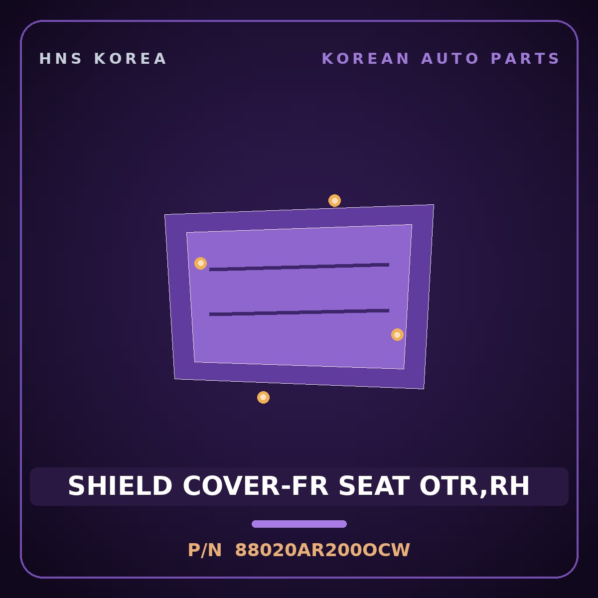 Genuine Mobis SHIELD COVER-FR SEAT OTR,RH 88020AR200OCW for Genesis GV70 2021 HNS Parts Korea