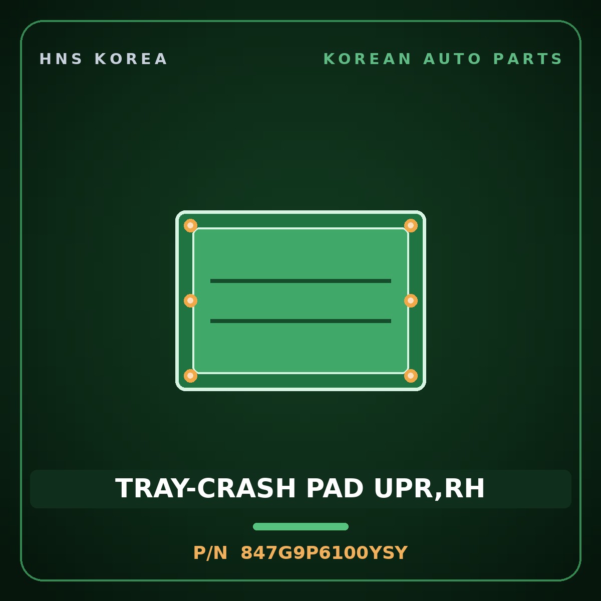 Genuine Mobis TRAY-CRASH PAD UPR,RH 847G9P6100YSY for Santa Fe 2024 HNS Parts Korea