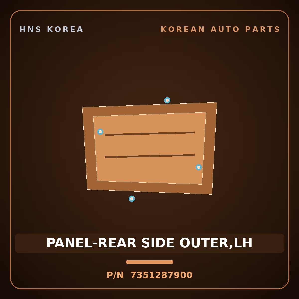 Genuine Mobis PANEL-REAR SIDE OUTER,LH 7351287900 for Aero City 1997 HNS Parts Korea