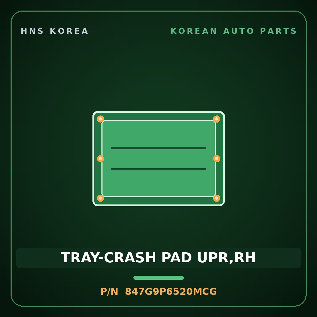 Genuine Mobis TRAY-CRASH PAD UPR,RH 847G9P6520MCG for Santa Fe 2024 HNS Parts Korea