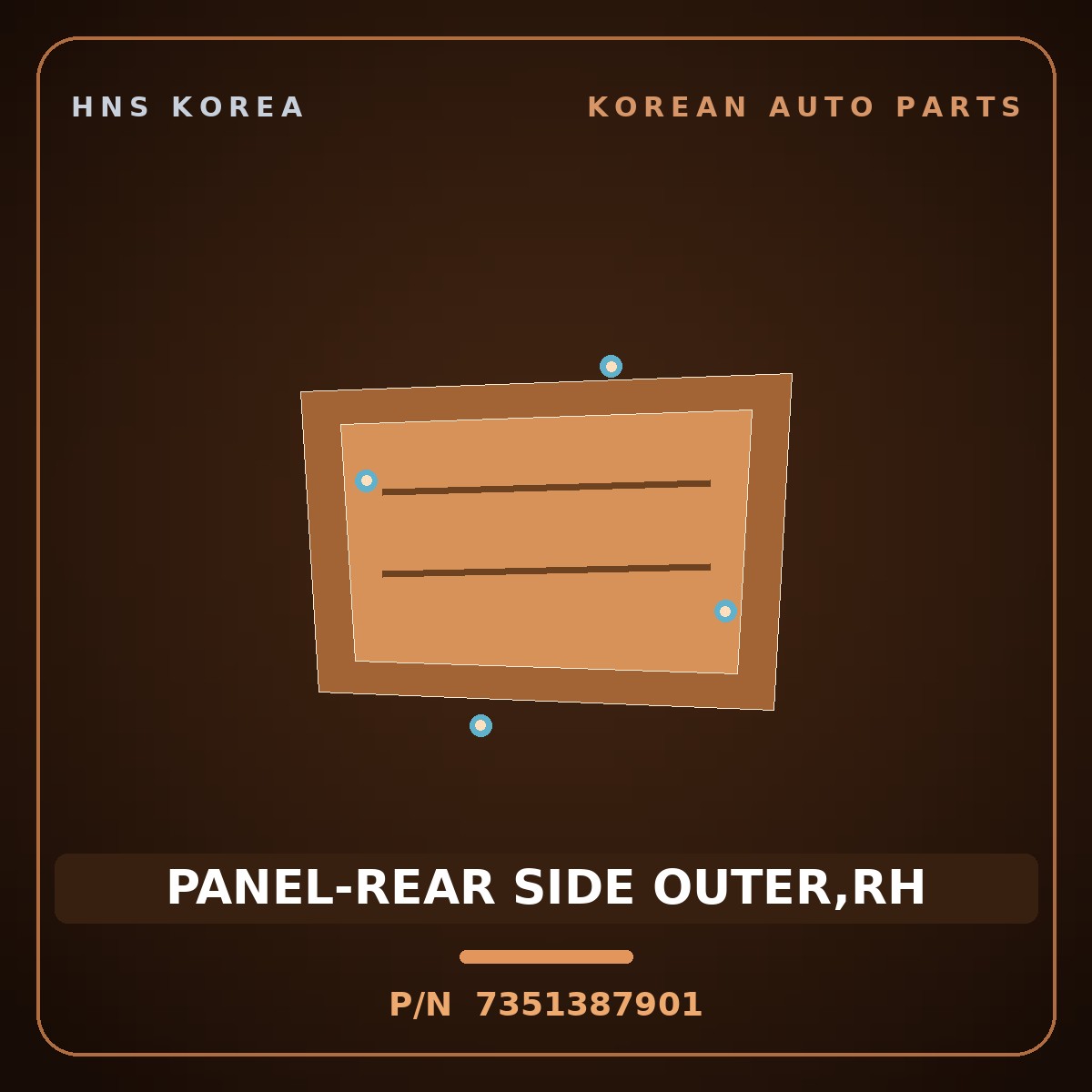 Genuine Mobis PANEL-REAR SIDE OUTER,RH 7351387901 for Aero City 1997 HNS Parts Korea