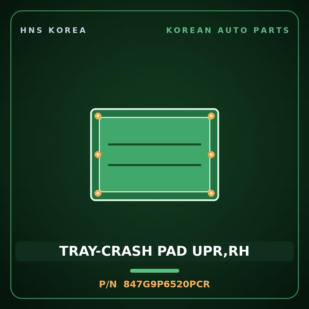 Genuine Mobis TRAY-CRASH PAD UPR,RH 847G9P6520PCR for Santa Fe 2024 HNS Parts Korea