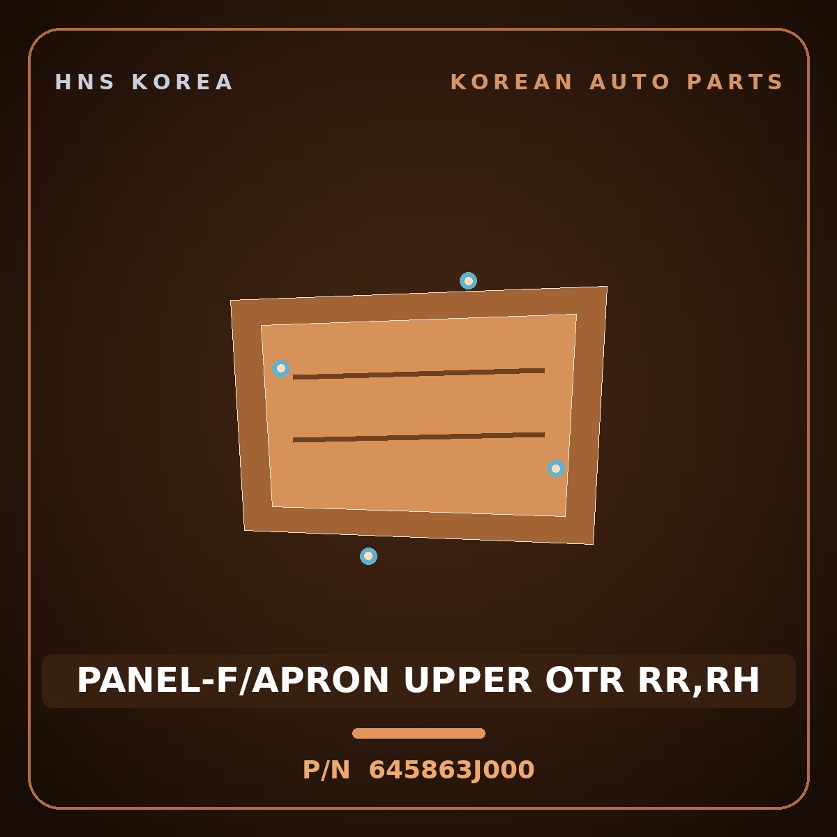 Genuine Mobis PANEL-F/APRON UPPER OTR RR,RH 645863J000 for Veracruz 2006 HNS Parts Korea