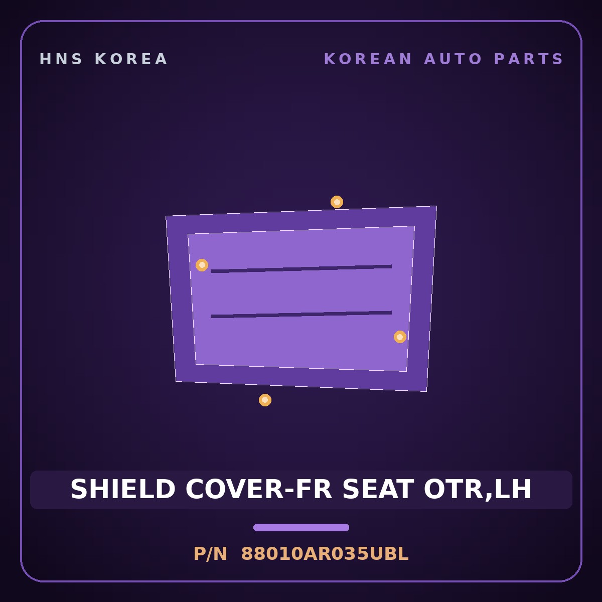 Genuine Mobis SHIELD COVER-FR SEAT OTR,LH 88010AR035UBL for Genesis GV70 2024 HNS Parts Korea