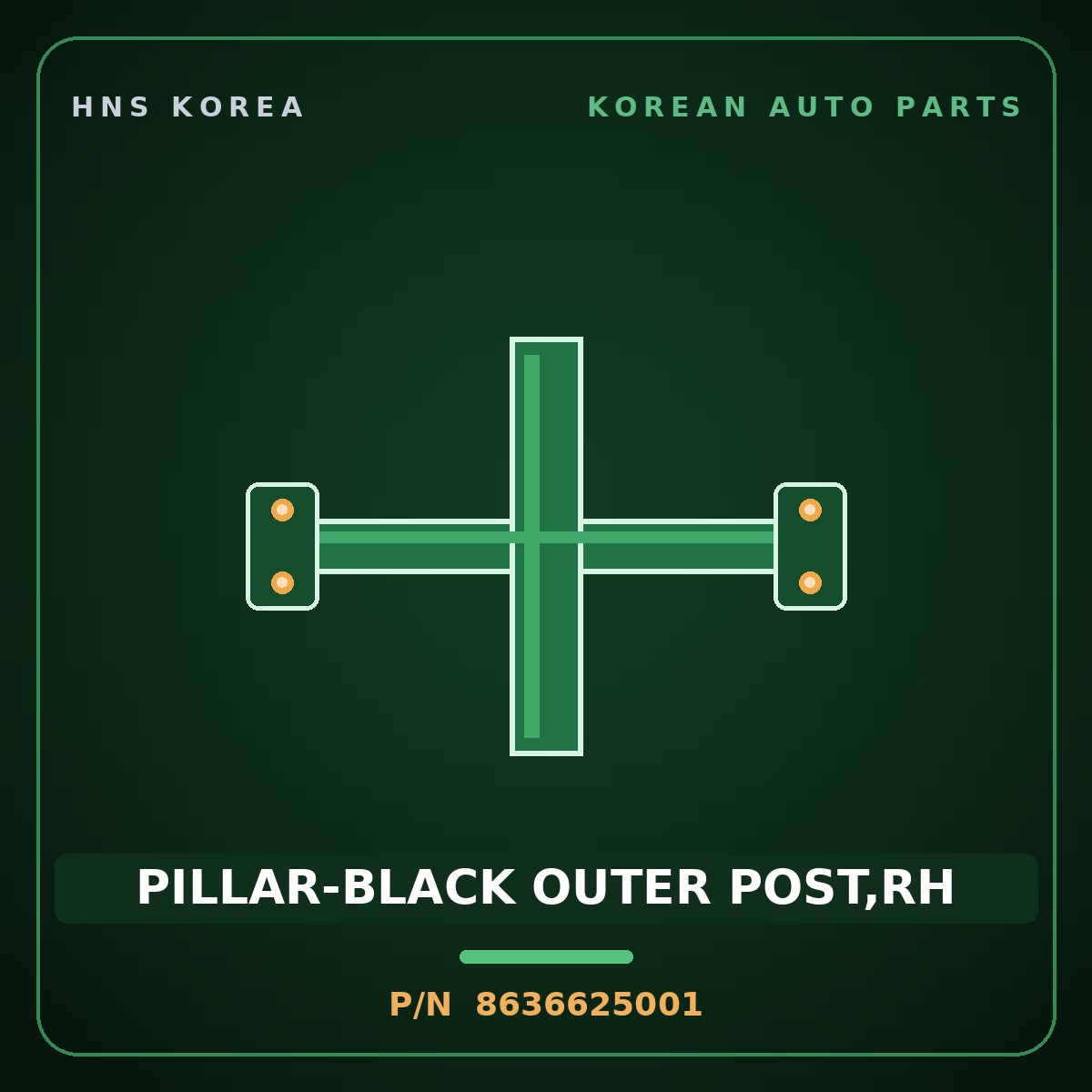 Genuine Mobis PILLAR-BLACK OUTER POST,RH 8636625001 for Verna 2000 HNS Parts Korea