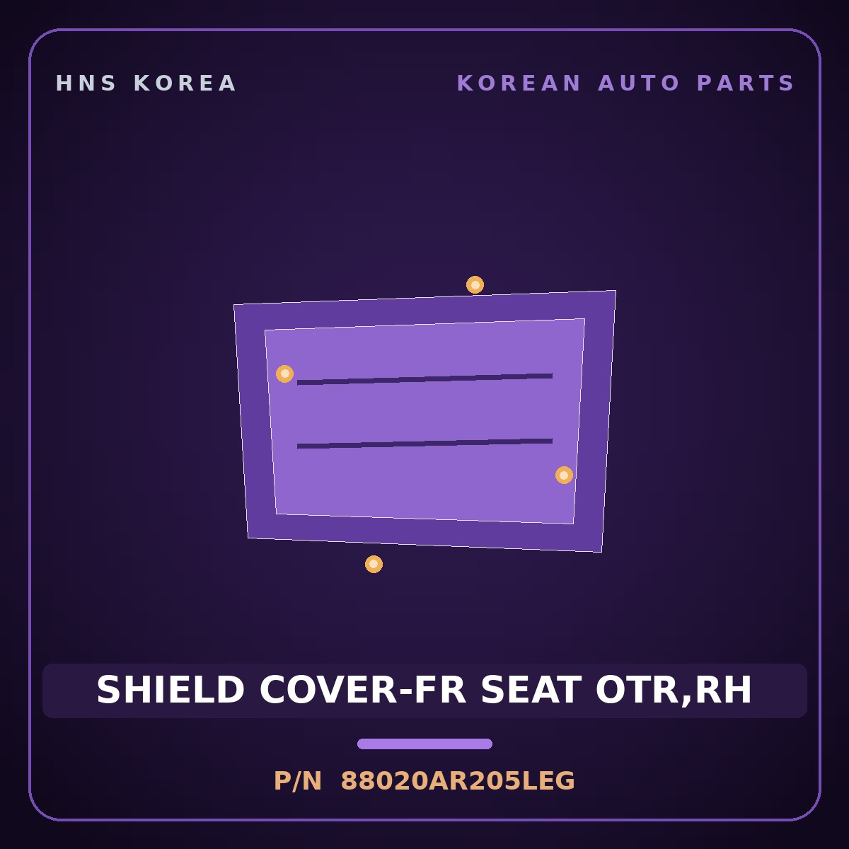 Genuine Mobis SHIELD COVER-FR SEAT OTR,RH 88020AR205LEG for Genesis GV70 2024 HNS Parts Korea