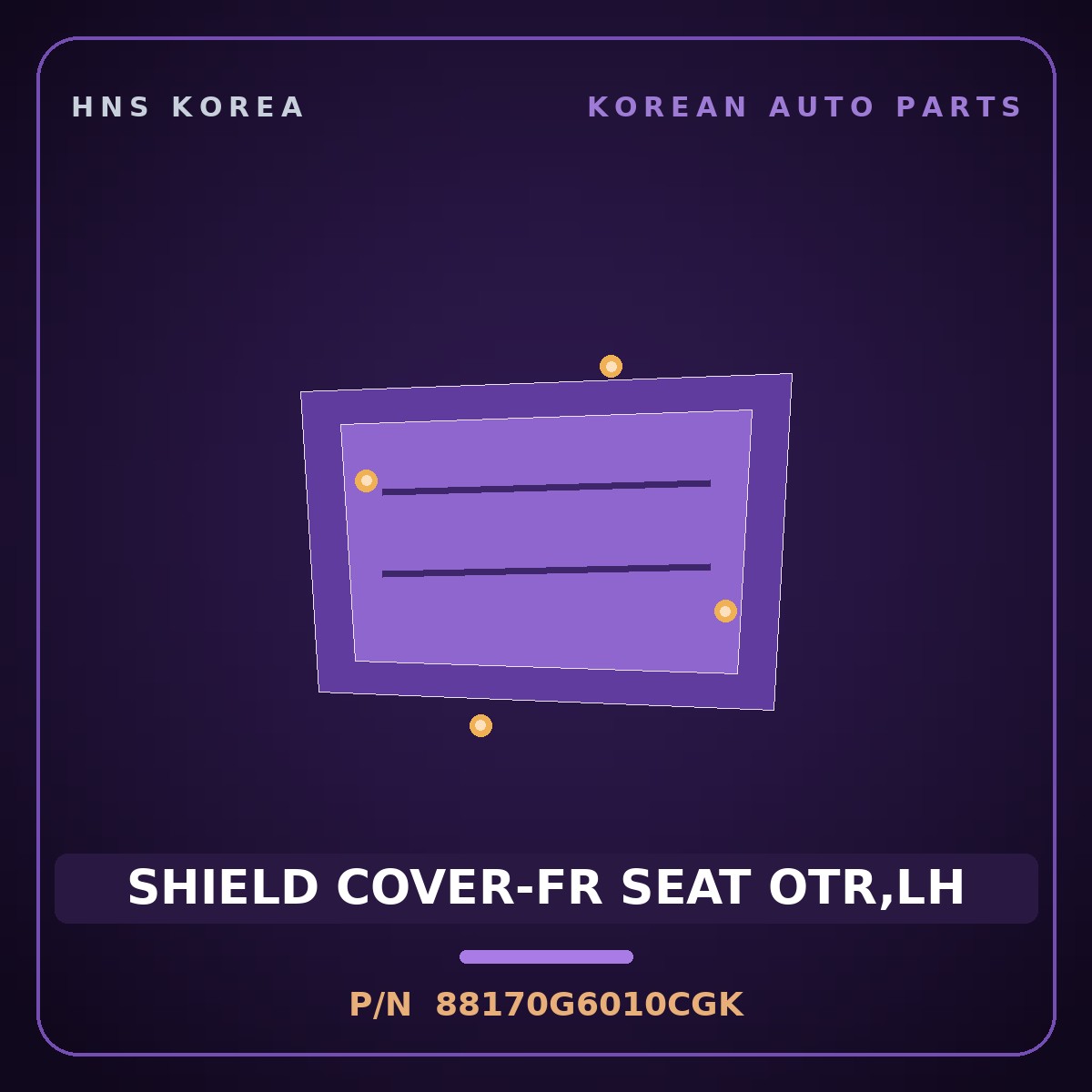 Genuine Mobis SHIELD COVER-FR SEAT OTR,LH 88170G6010CGK for Morning 2017 HNS Parts Korea