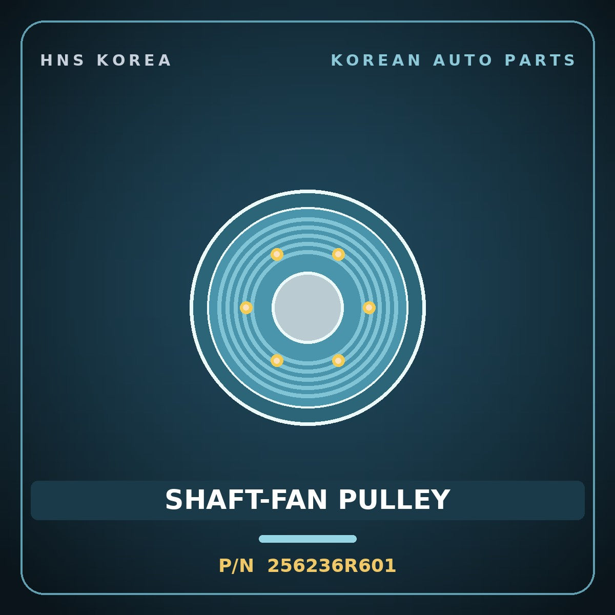 Genuine Mobis SHAFT-FAN PULLEY 256236R601 for Aero City 2008 HNS Parts Korea