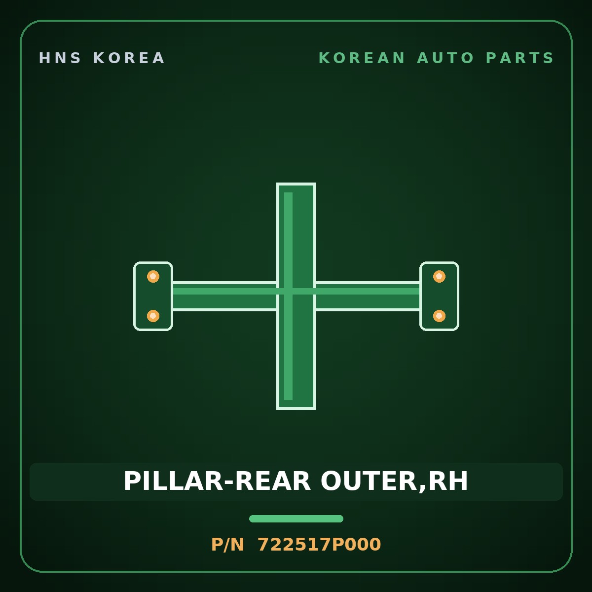 Genuine Mobis PILLAR-REAR OUTER,RH 722517P000 for Trago 2013 HNS Parts Korea
